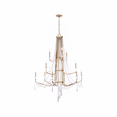 Barcelona 12 Light 3-Tier Crystal Chandelier - Brass Kisser