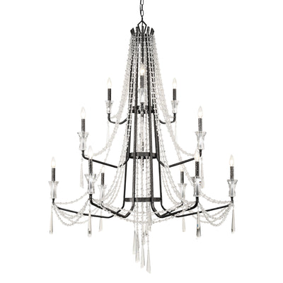 Barcelona 12 Light 3-Tier Crystal Chandelier - Onyx