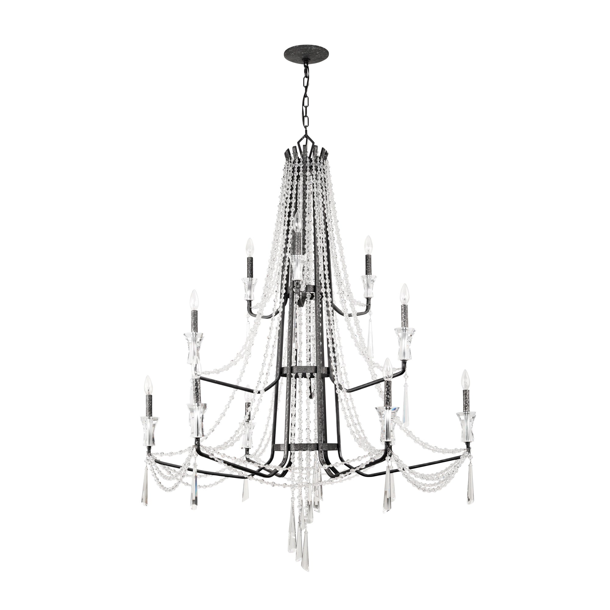Barcelona 12 Light 3-Tier Crystal Chandelier - Onyx
