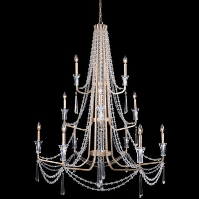 Barcelona 12 Light 3-Tier Crystal Chandelier - Transcend Silver