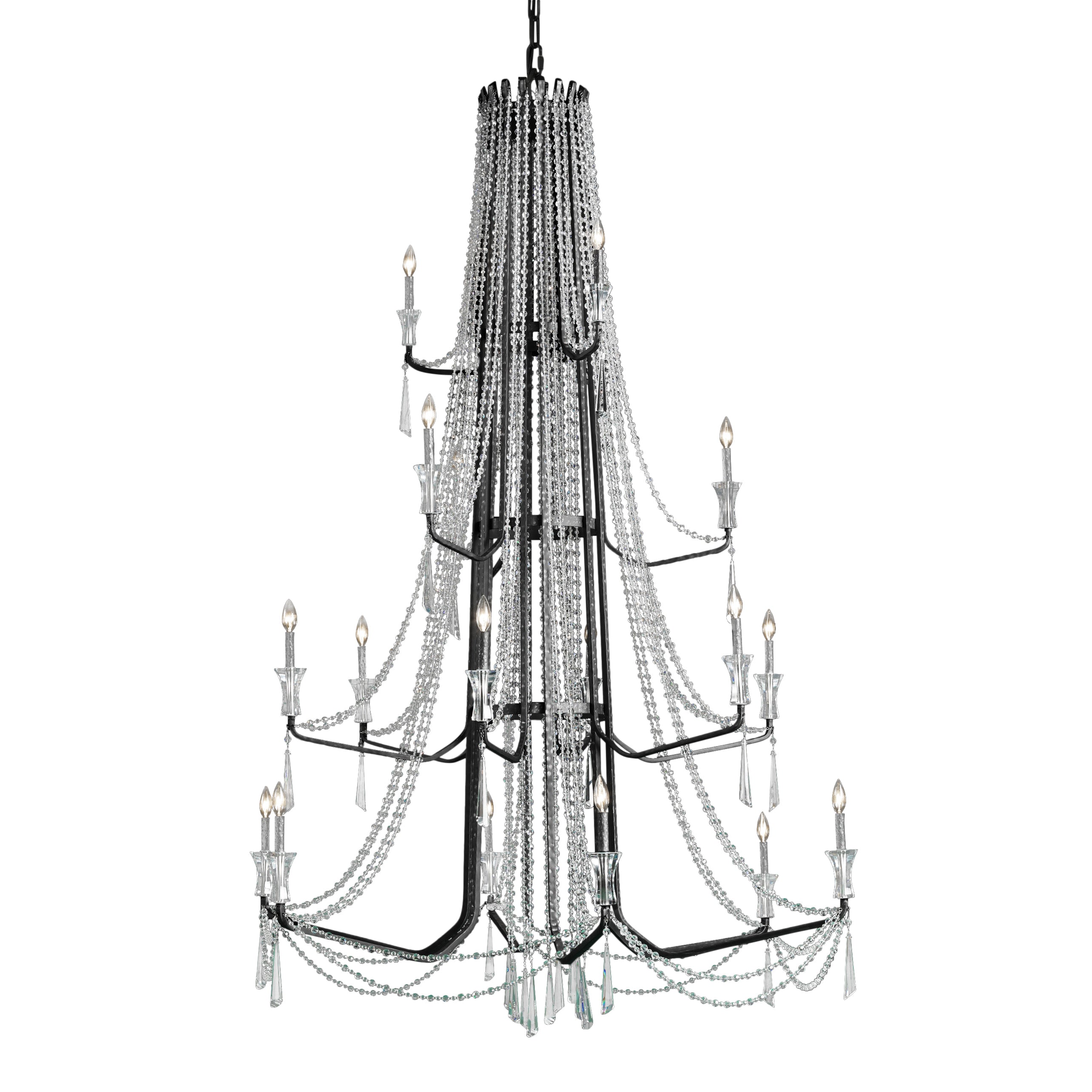 Barcelona 18-Light 4-Tier Crystal Chandelier - Onyx