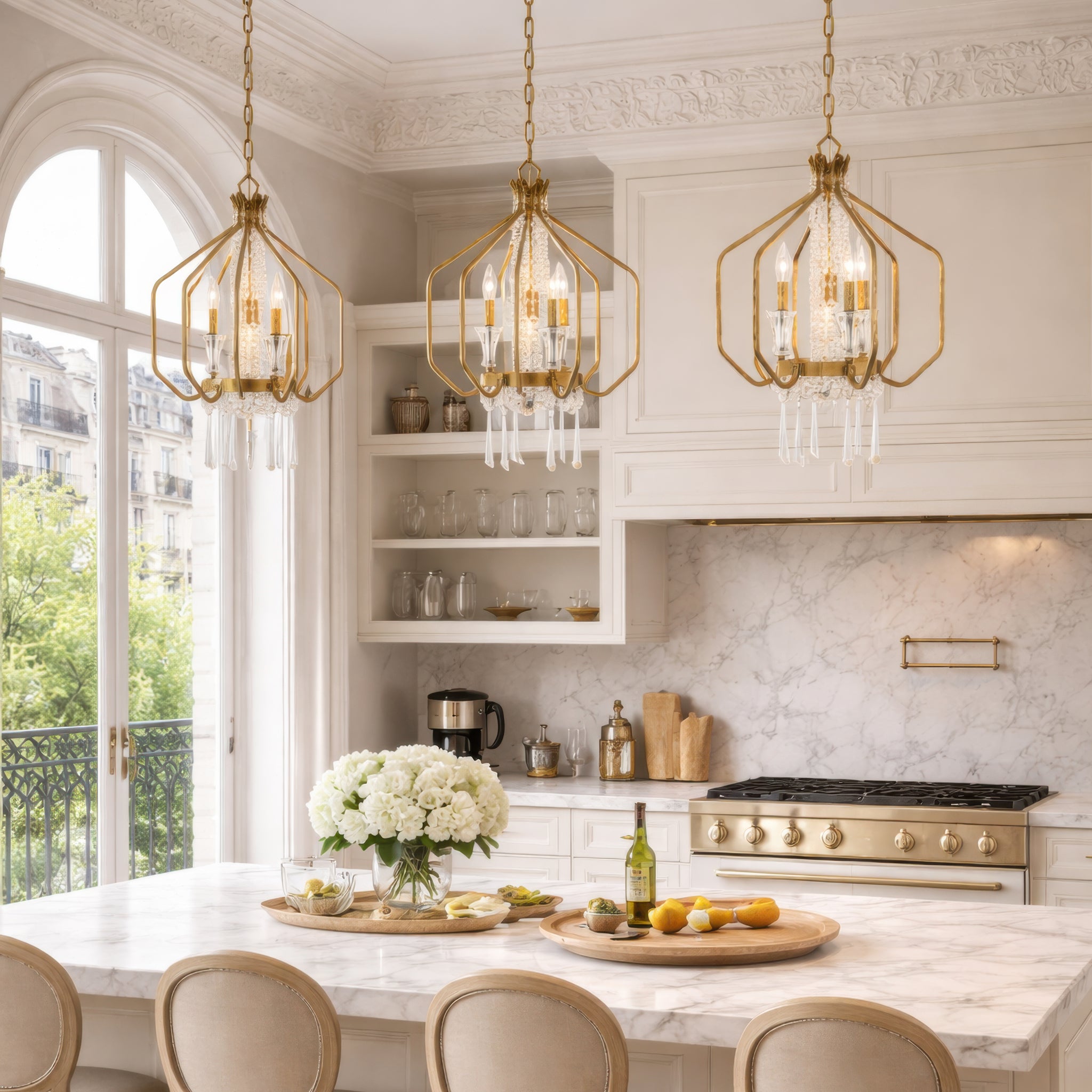 Barcelona 4 Light Crystal Pendant - Brass Kisser