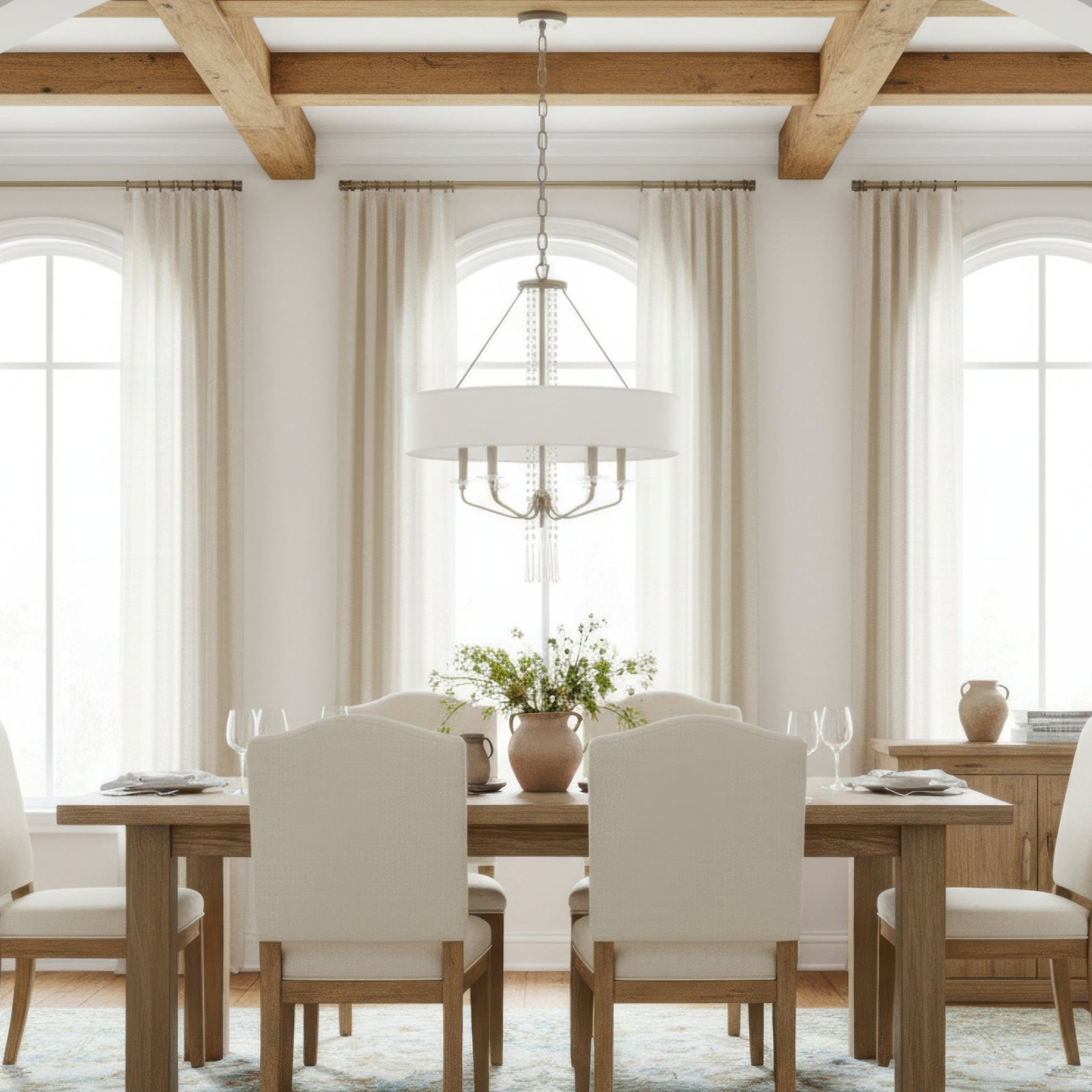 Barcelona 6 Light Pendant w/Shade - Transcend Silver