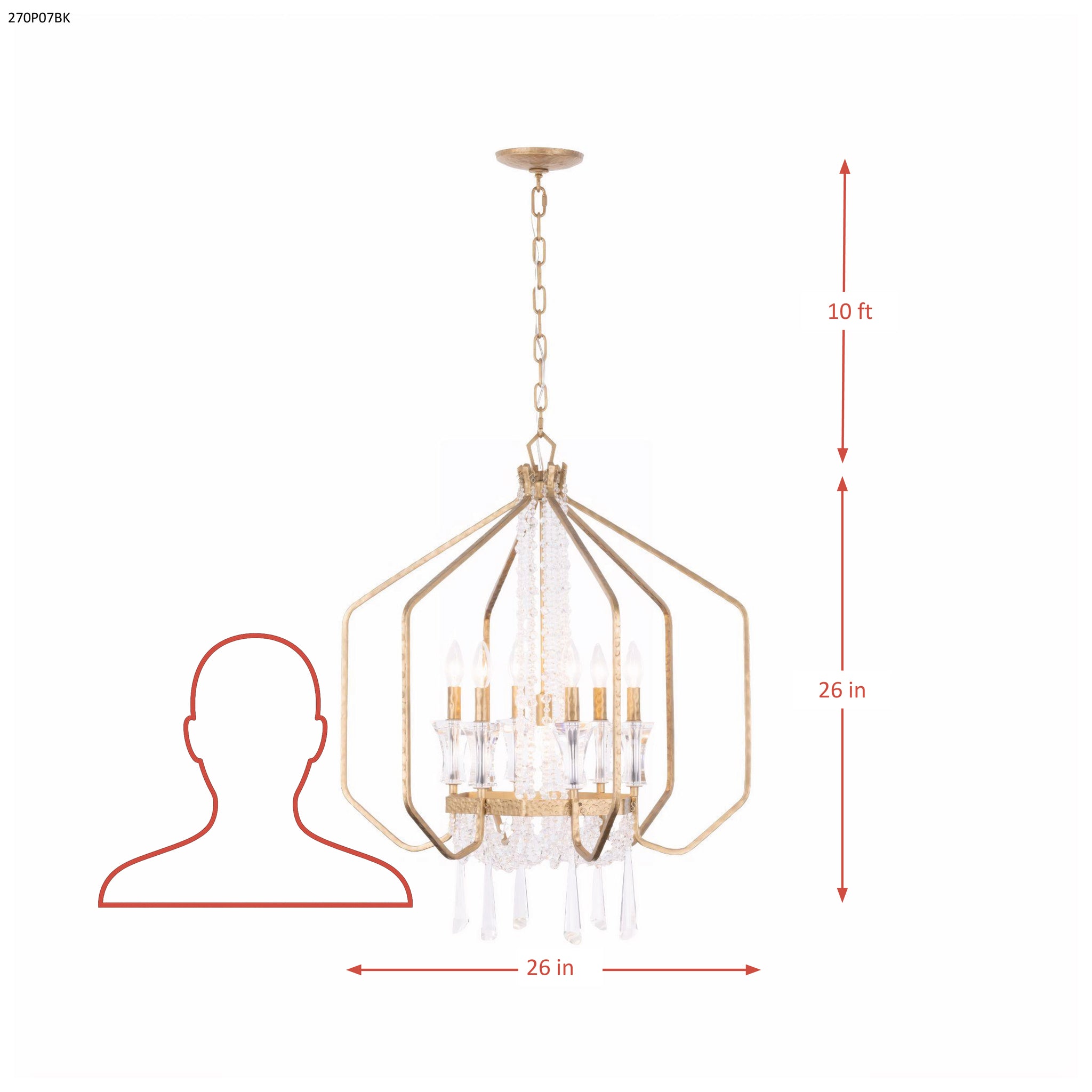 Barcelona 7 Light Crystal Pendant - Brass Kisser