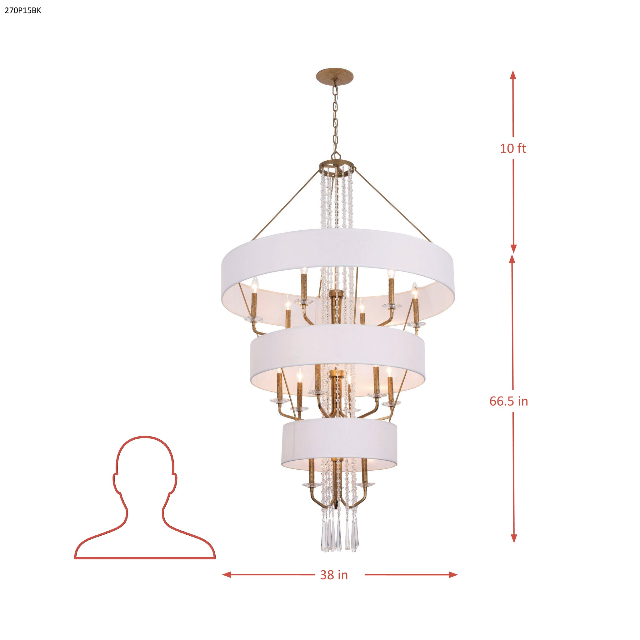 Barcelona 15 Light Pendant w/Shade - Brass Kisser