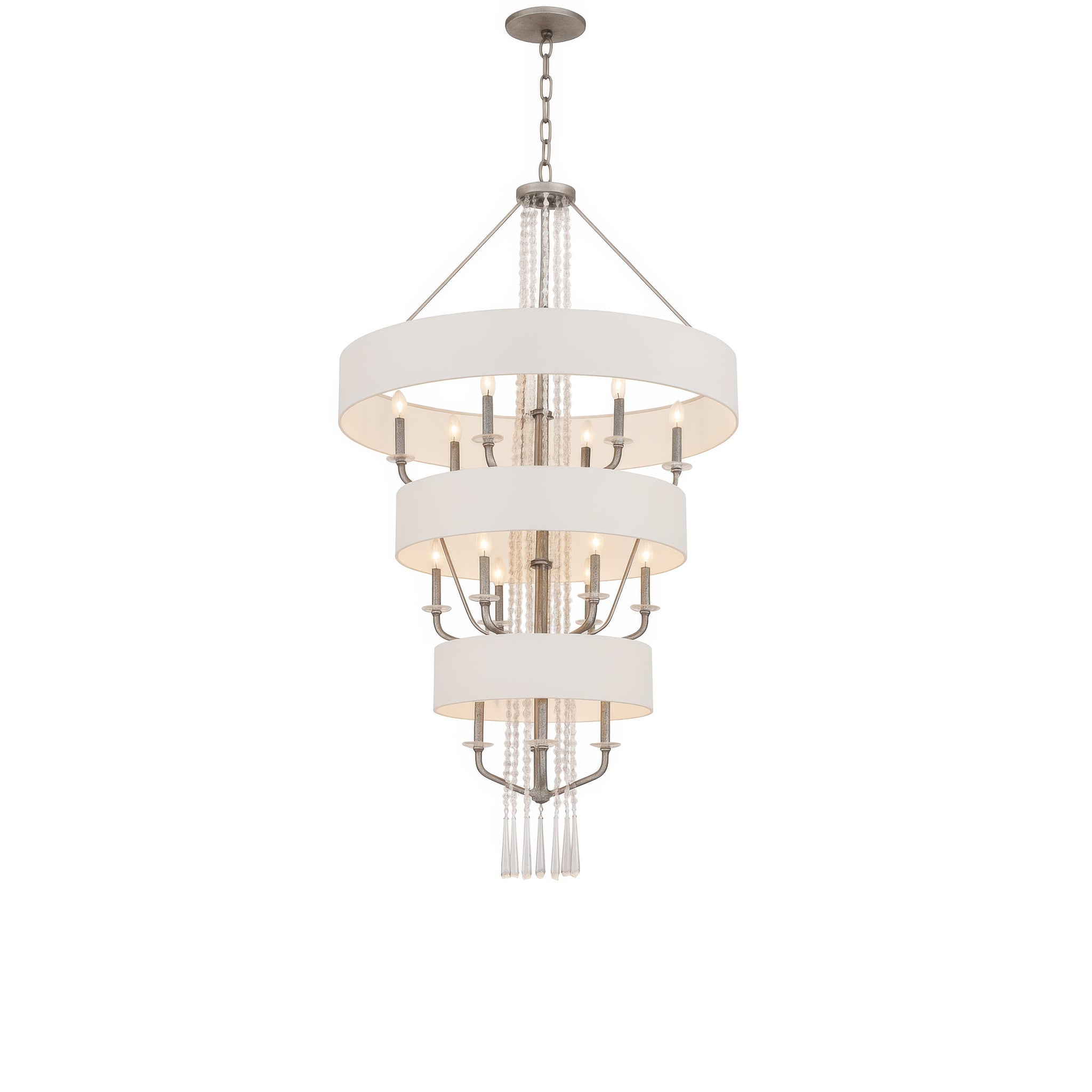 Barcelona 15 Light Pendant w/Shade - Transcend Silver