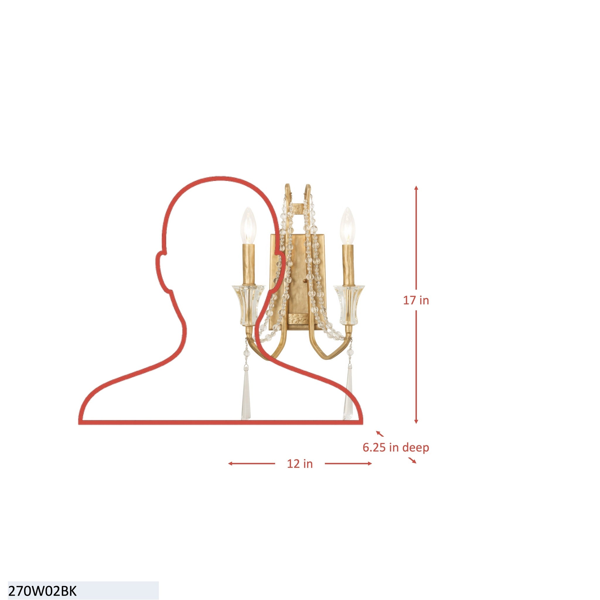 Barcelona 2 Light Wall Sconce - Brass Kisser
