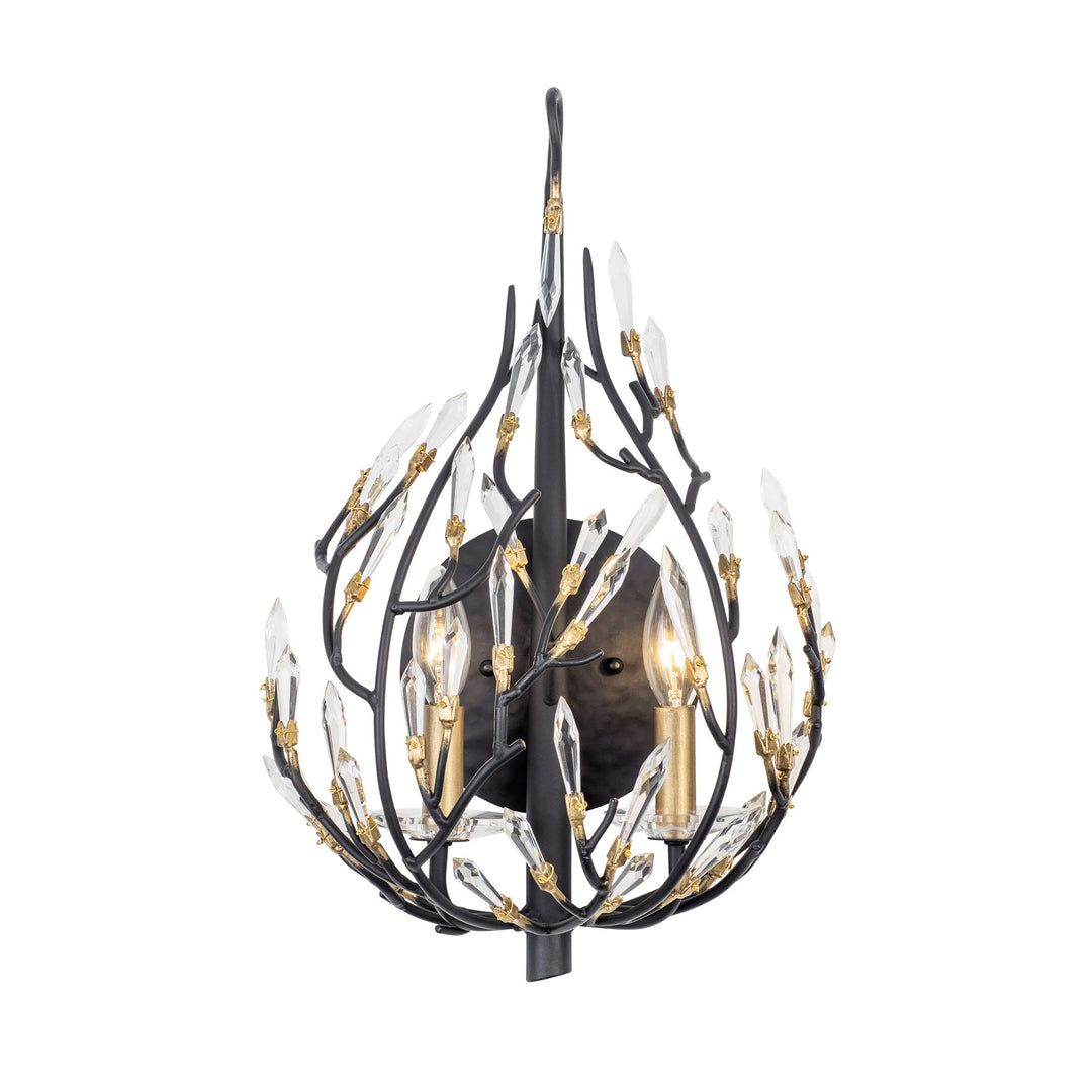 Bask 271K02MBFG 2-Lt Crystal Wall Sconce - Matte Black/French Gold