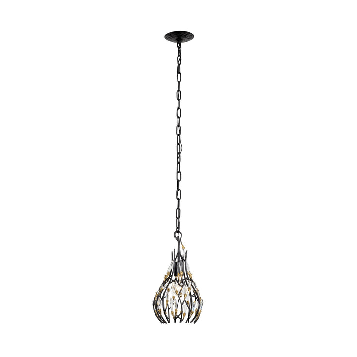 Bask 271M01MBFG 1-Lt Crystal Mini Pendant Light - Matte Black/French Gold