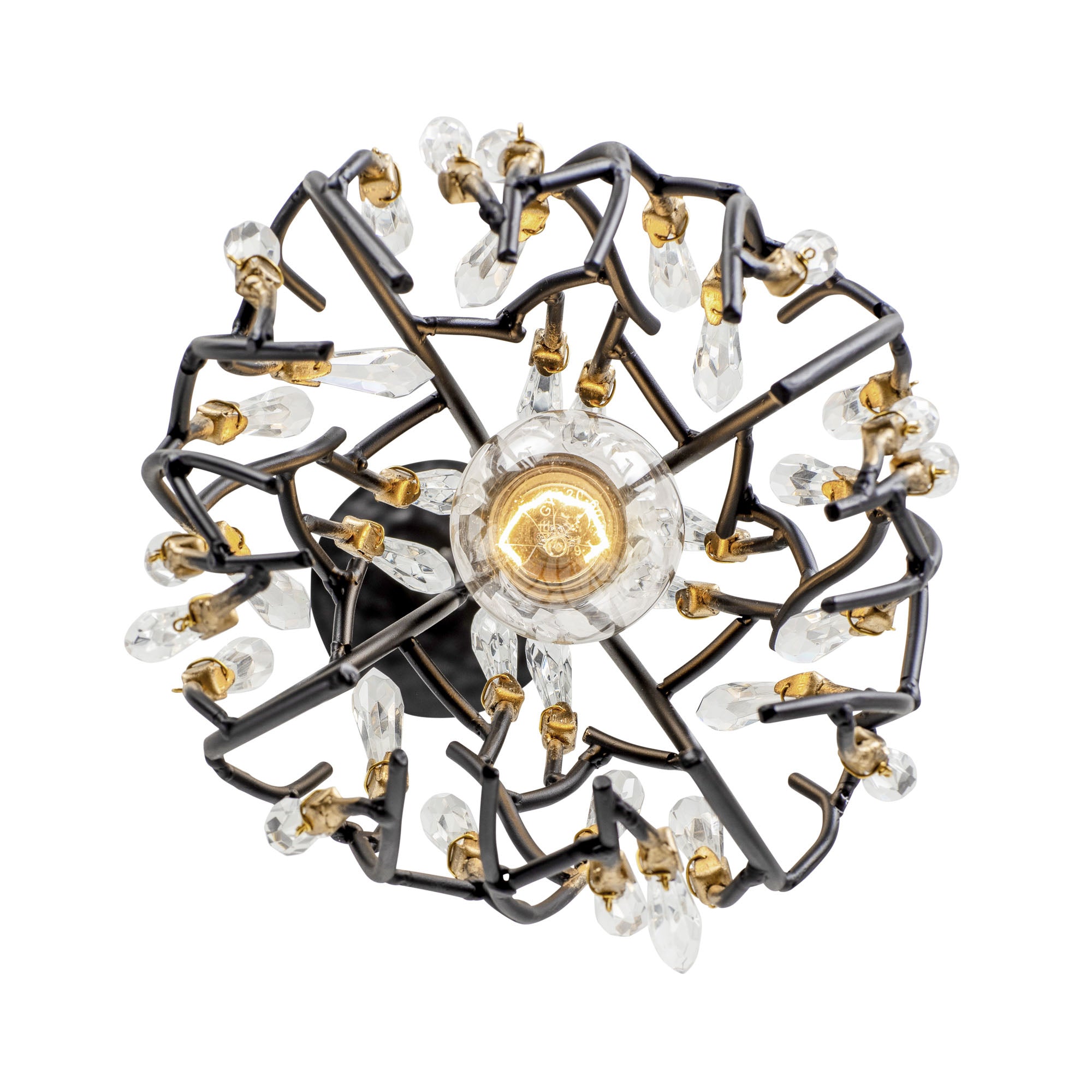 Bask 1 Light Crystal Mini Pendant - Matte Black/French Gold