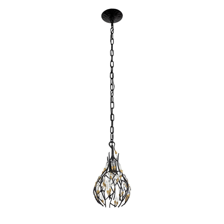 Bask 271M01MBFG 1-Lt Crystal Mini Pendant Light - Matte Black/French Gold