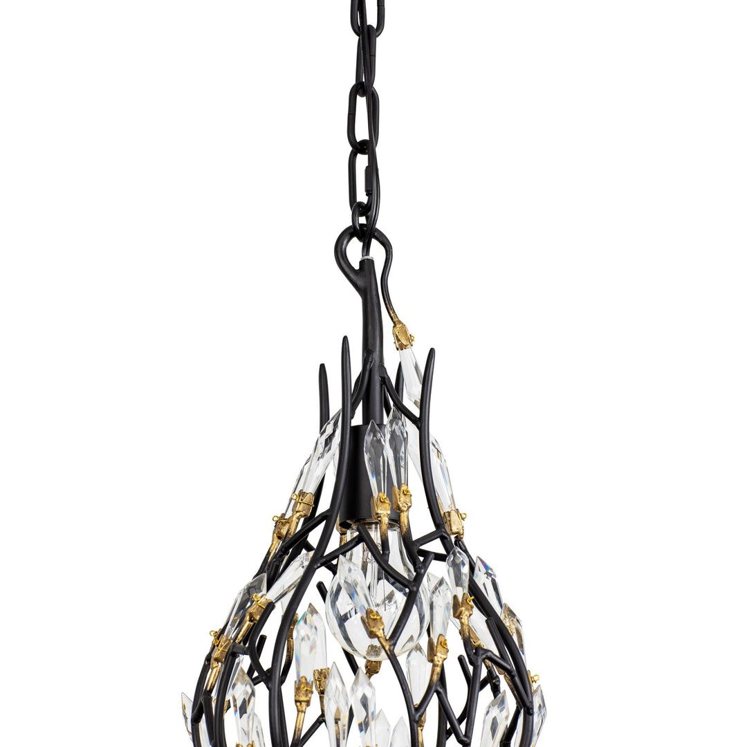 Bask 271M01MBFG 1-Lt Crystal Mini Pendant Light - Matte Black/French Gold