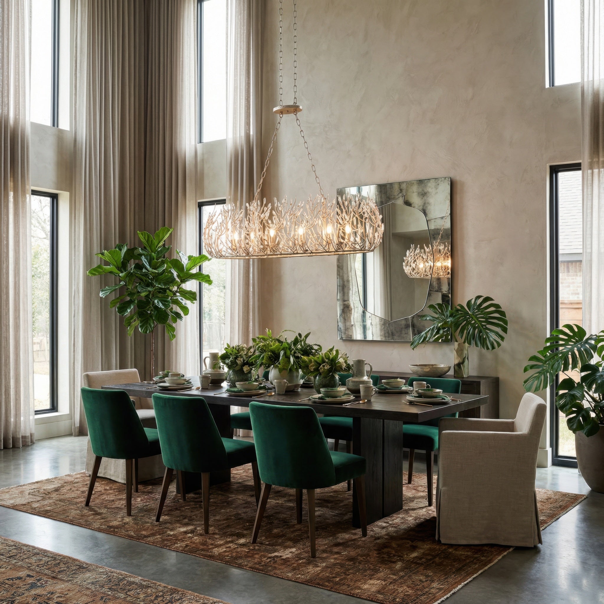 Bask 6 Light Crystal Linear Pendant - Gold Dust