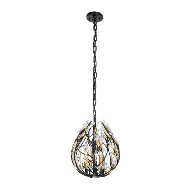 Bask 271N06MBFG 6-Lt Crystal Kitchen Pendant Light - Matte Black/French Gold