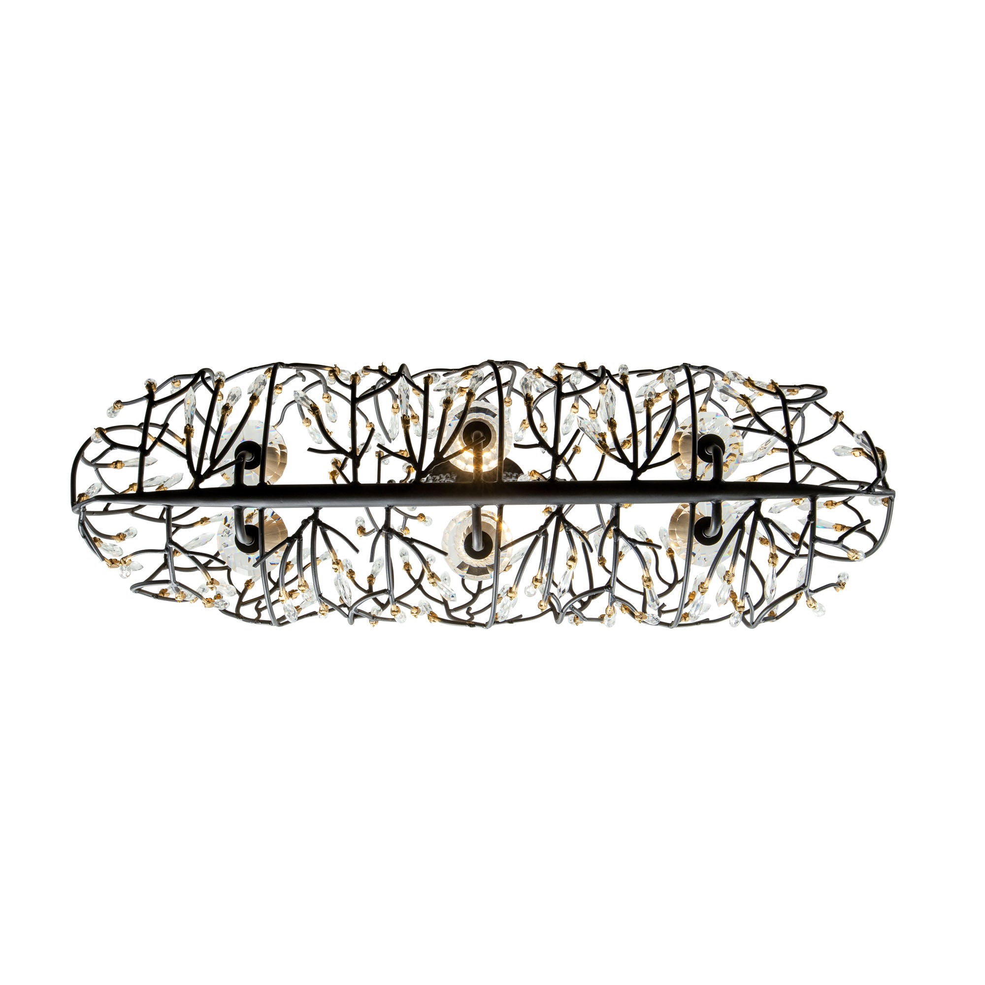 Bask 6 Light Crystal Linear Pendant - Matte Black/French Gold