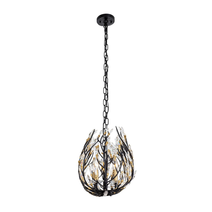 Bask 271N08MBFG 8-Lt Crystal Kitchen Pendant Light - Matte Black/French Gold