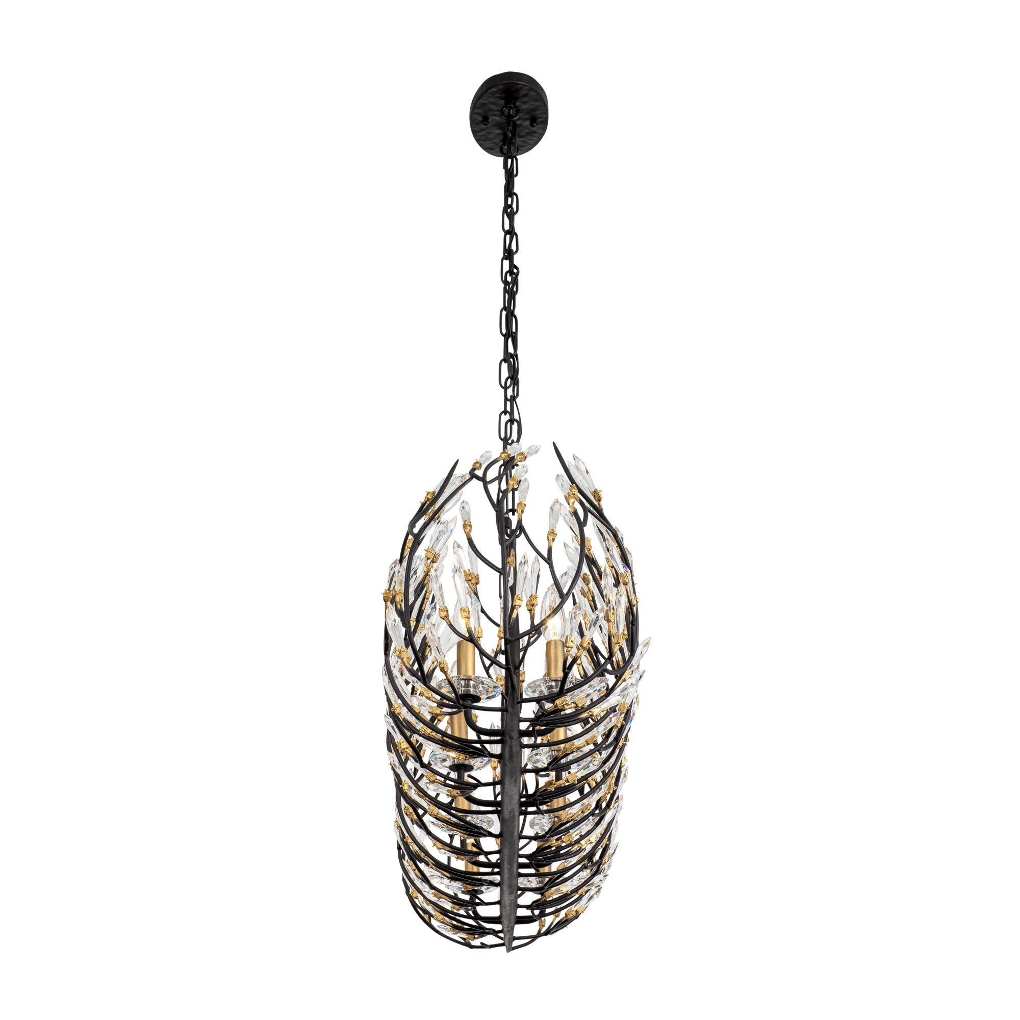 Bask 8 Light Crystal Linear Pendant - Matte Black/French Gold