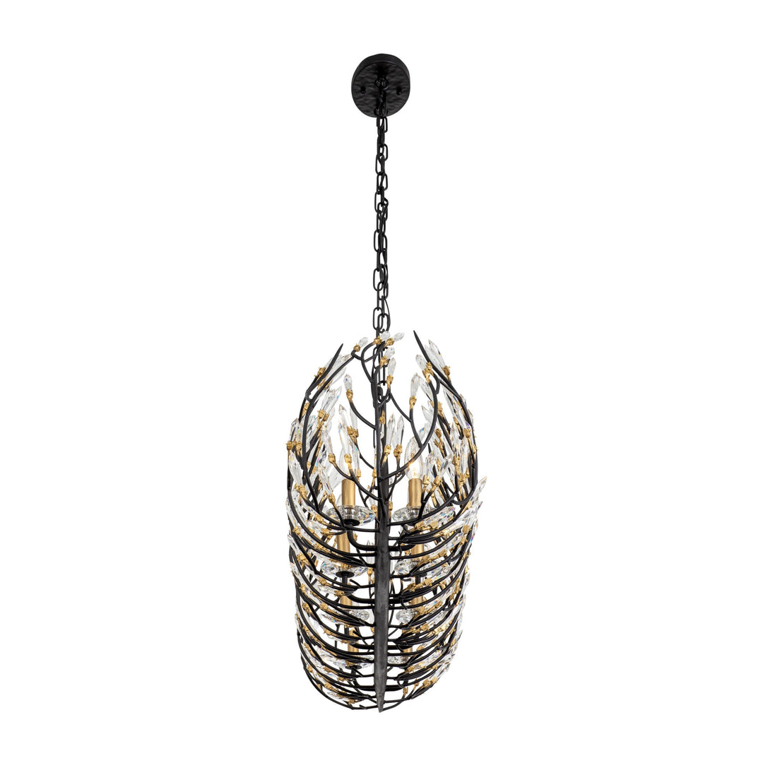 Bask 271N08MBFG 8-Lt Crystal Kitchen Pendant Light - Matte Black/French Gold