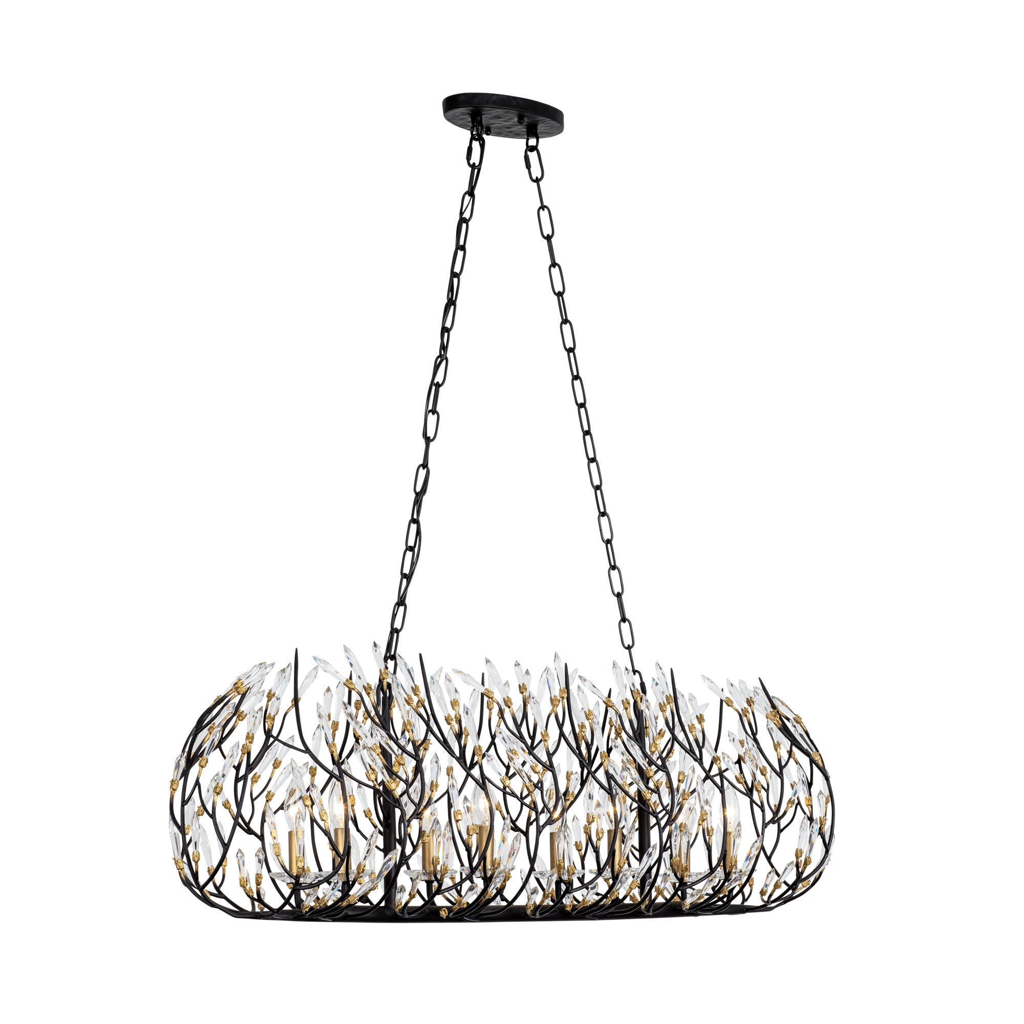 Bask 8 Light Crystal Linear Pendant - Matte Black/French Gold