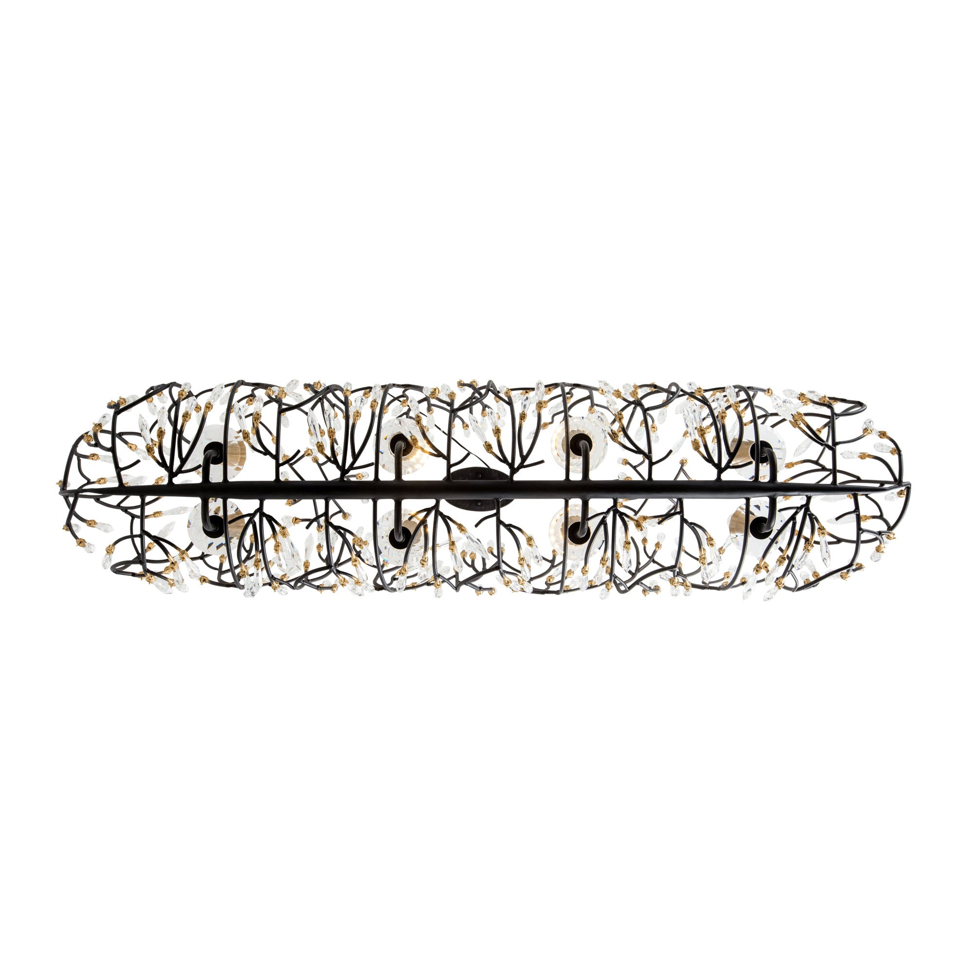 Bask 8 Light Crystal Linear Pendant - Matte Black/French Gold