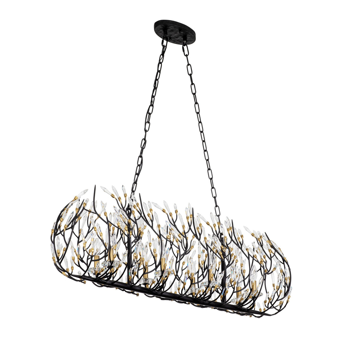 Bask 271N08MBFG 8-Lt Crystal Kitchen Pendant Light - Matte Black/French Gold