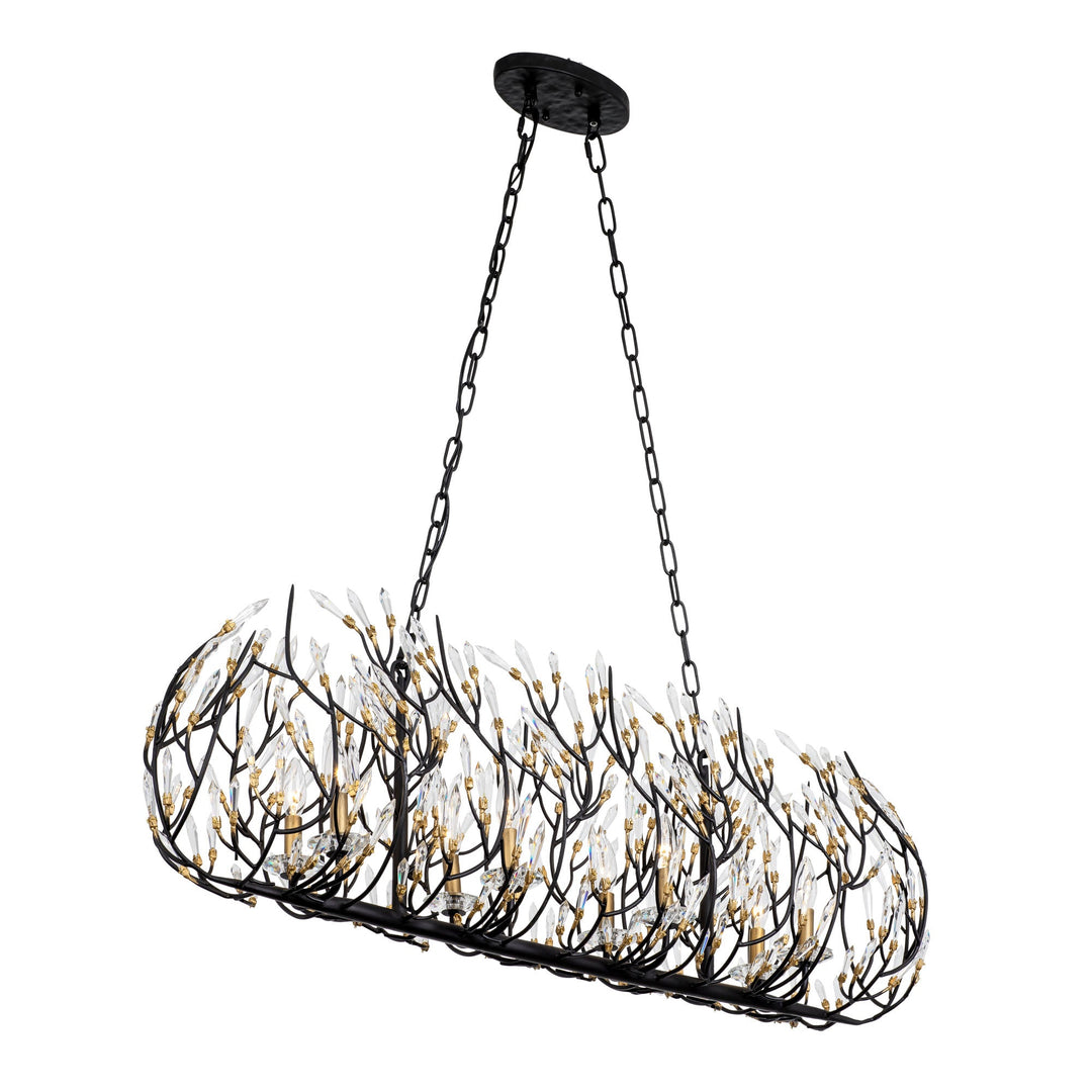 Bask 271N08MBFG 8-Lt Crystal Kitchen Pendant Light - Matte Black/French Gold