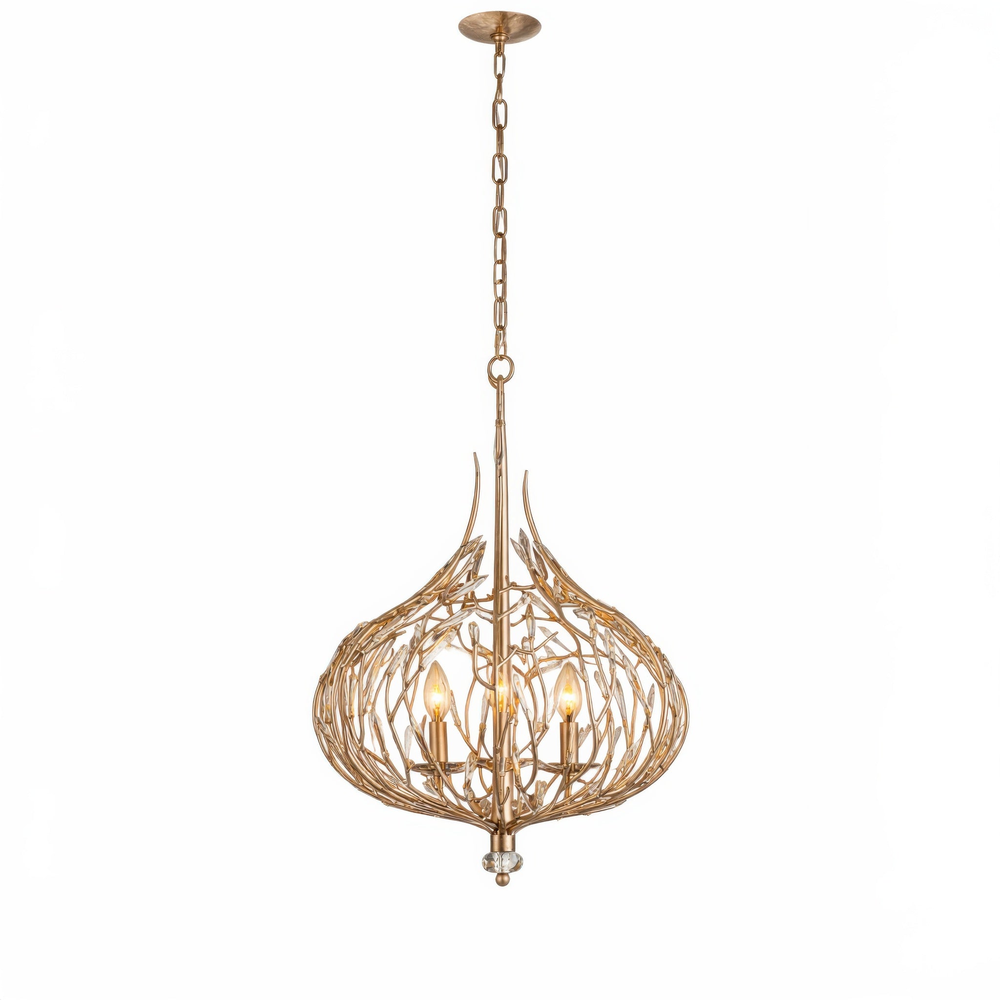 Bask 3 Light Crystal Pendant - Gold Dust