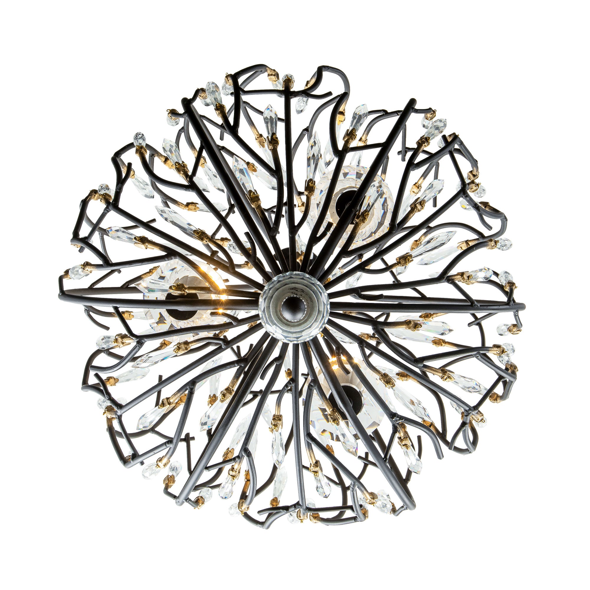 Bask 3 Light Crystal Pendant - Matte Black/French Gold
