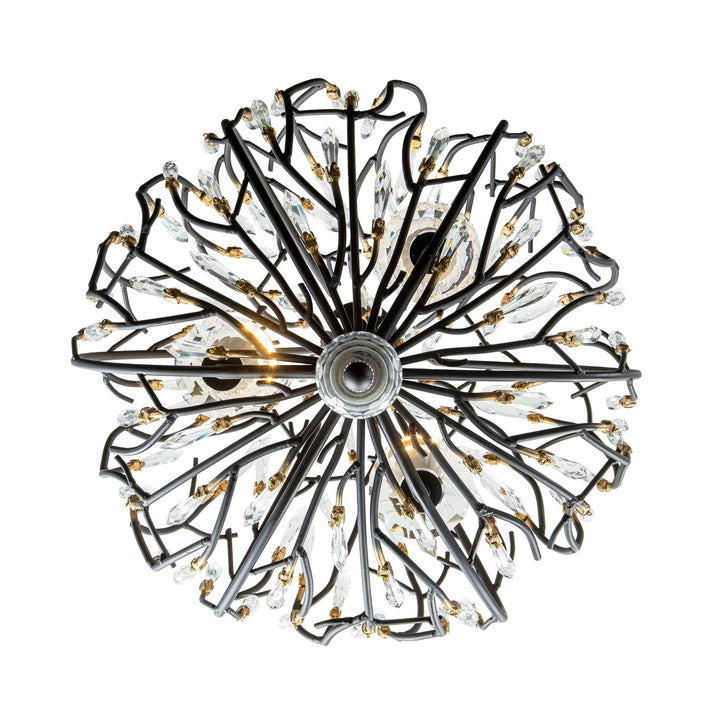 Bask 271P03MBFG 3-Lt Crystal Pendant Light - Matte Black/French Gold