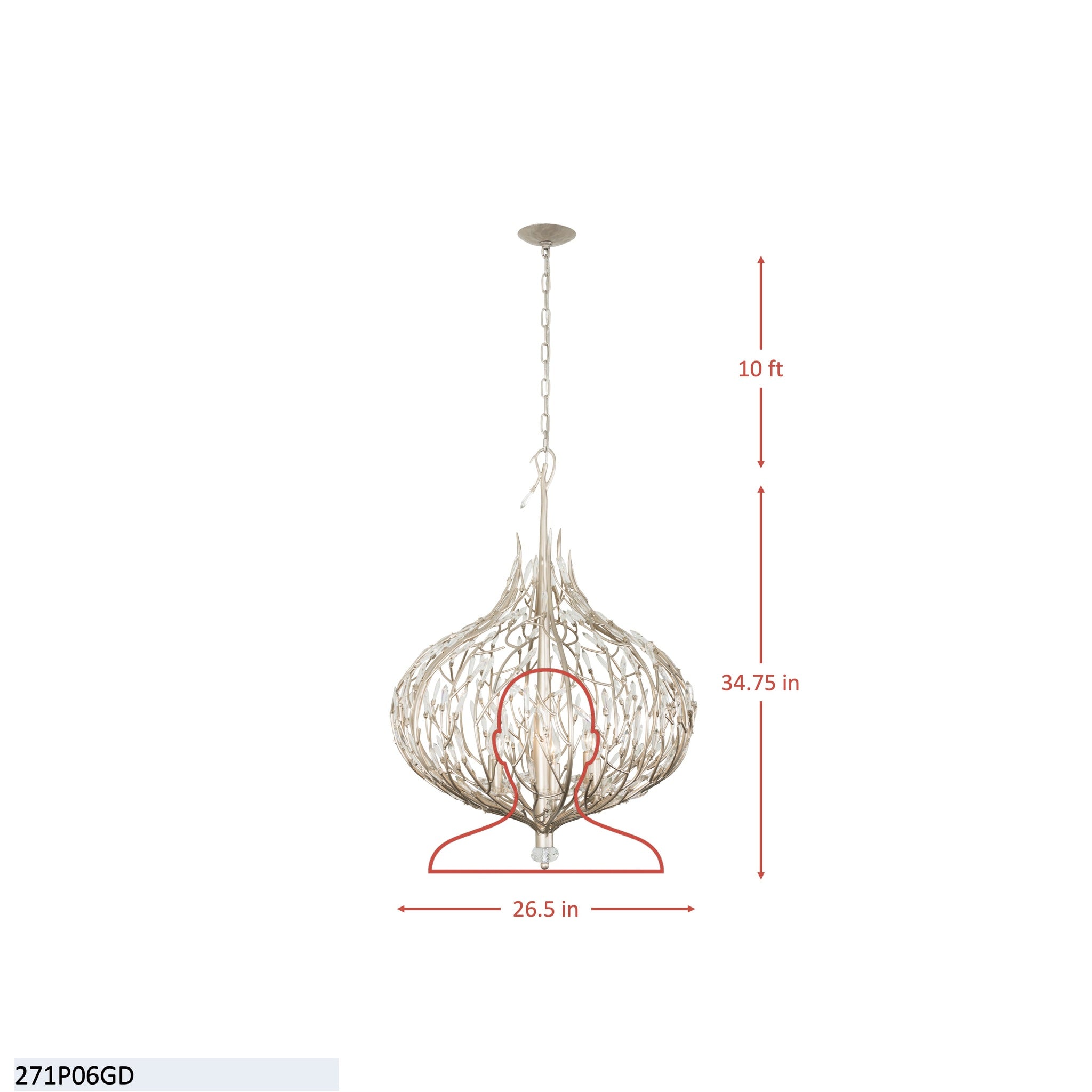 Bask 6 Light Crystal Pendant - Gold Dust