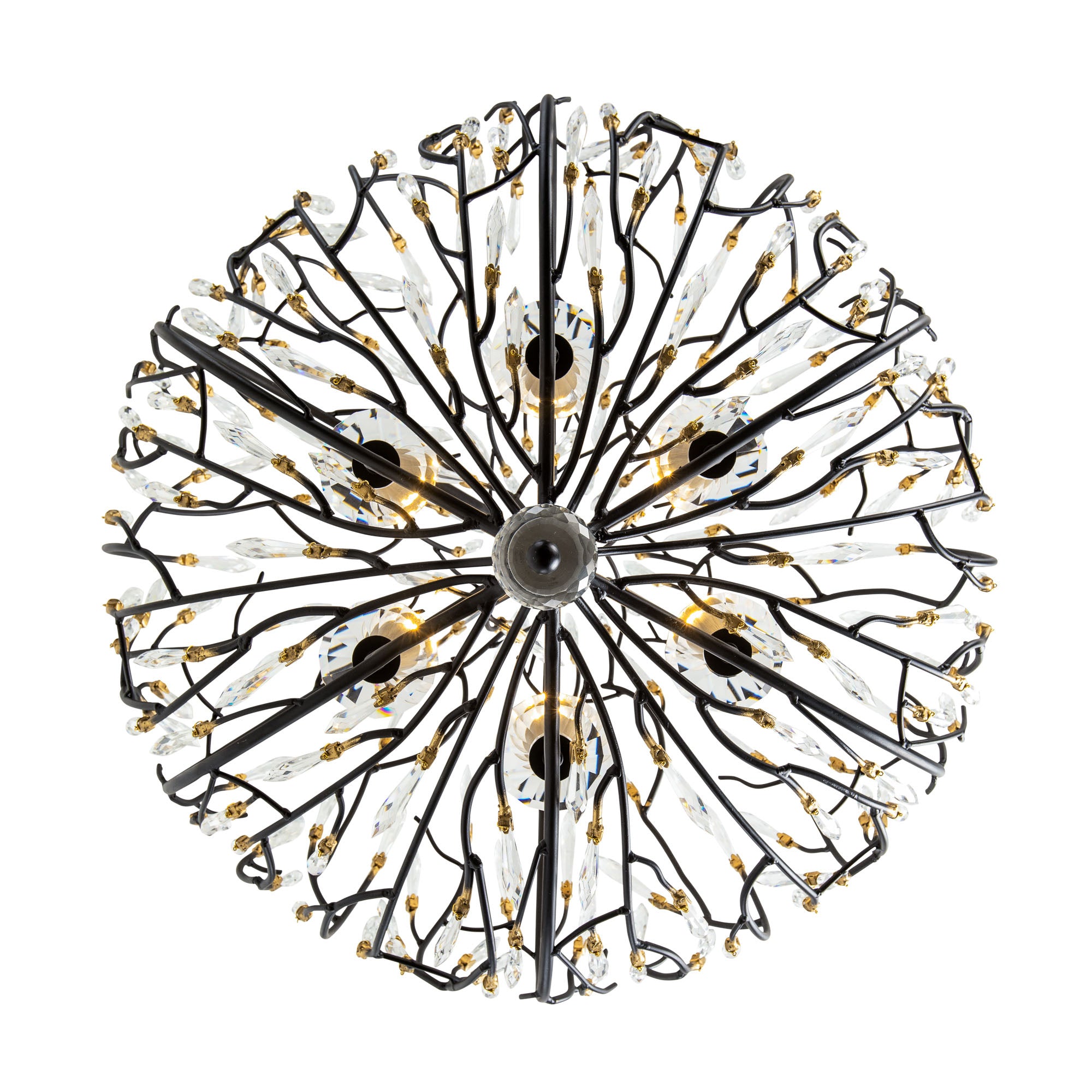 Bask 6 Light Crystal Pendant - Matte Black/French Gold
