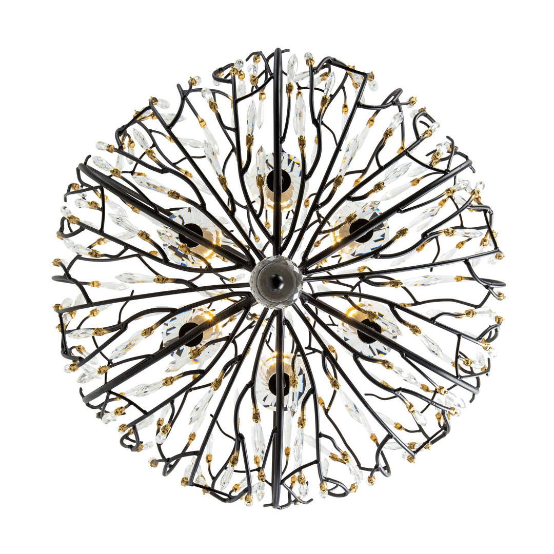 Bask 271P06MBFG 6-Lt Crystal Pendant Light - Matte Black/French Gold