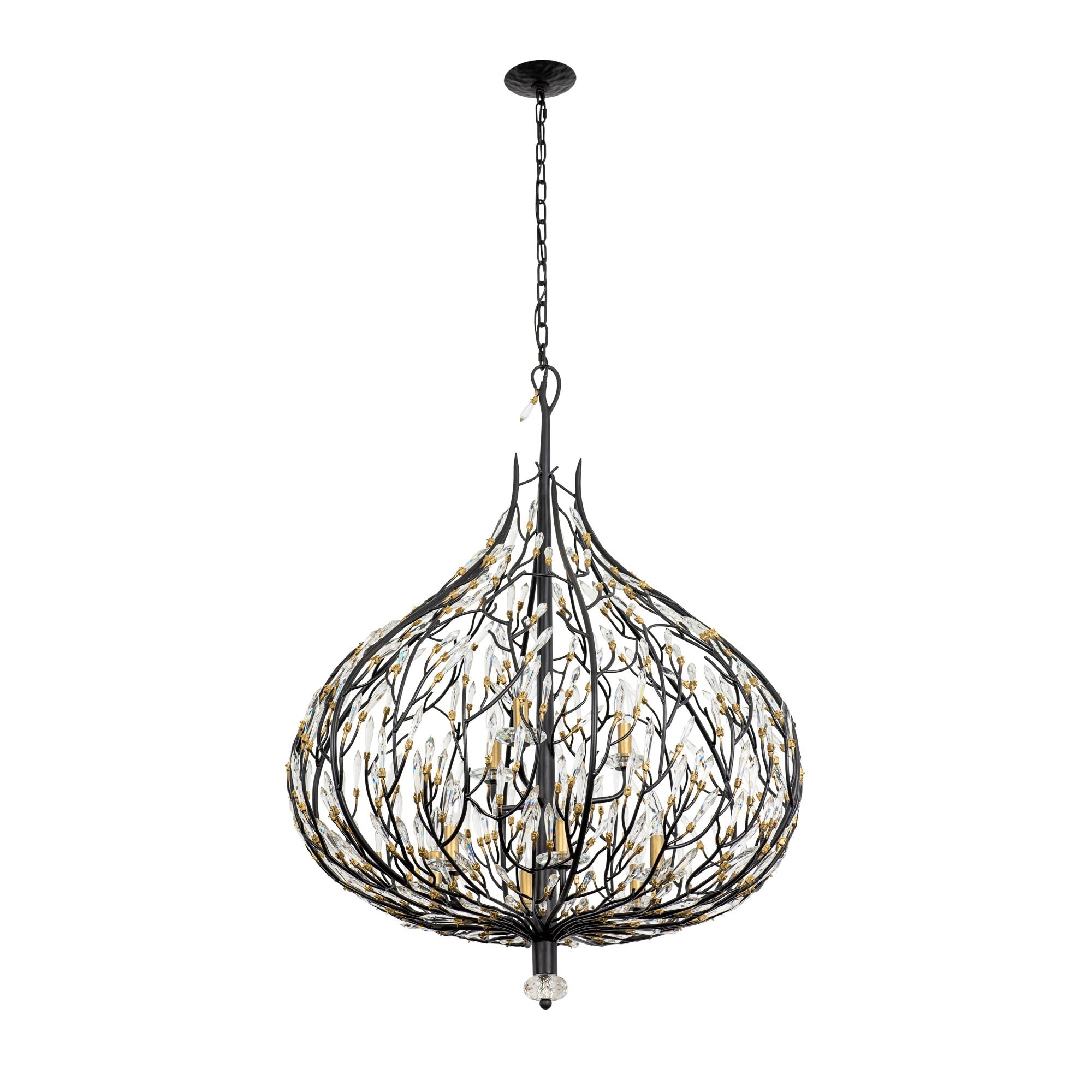 Bask 271P09MBFG 9-Lt Crystal Pendant Light - Matte Black/French Gold