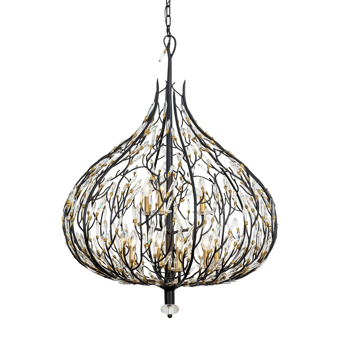 Bask 271P09MBFG 9-Lt Crystal Pendant Light - Matte Black/French Gold