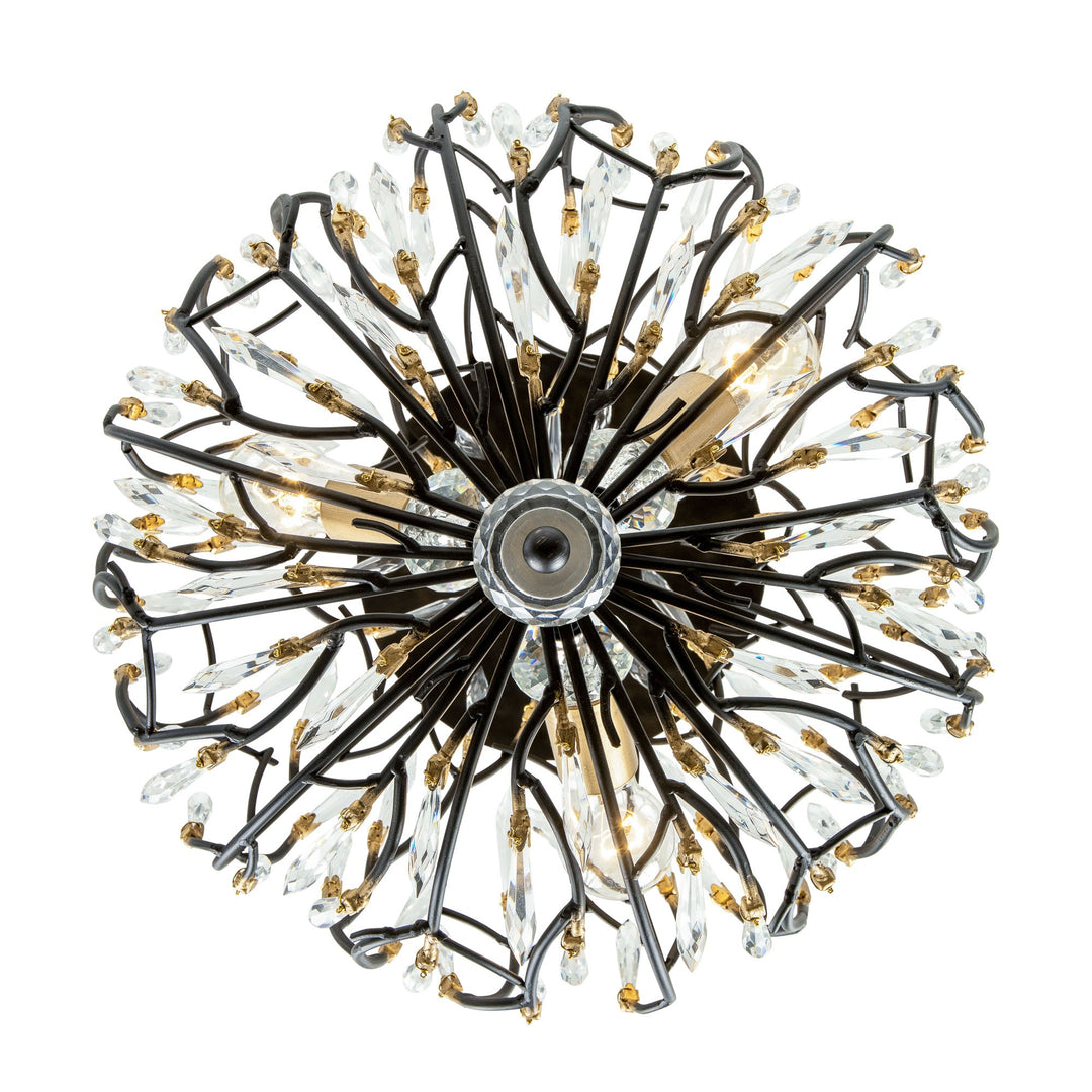 Bask 271S03MBFG 3-Lt Crystal Ceiling Light - Matte Black/French Gold