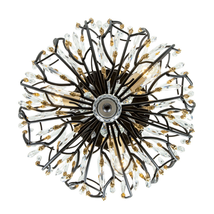 Bask 271S03MBFG 3-Lt Crystal Ceiling Light - Matte Black/French Gold