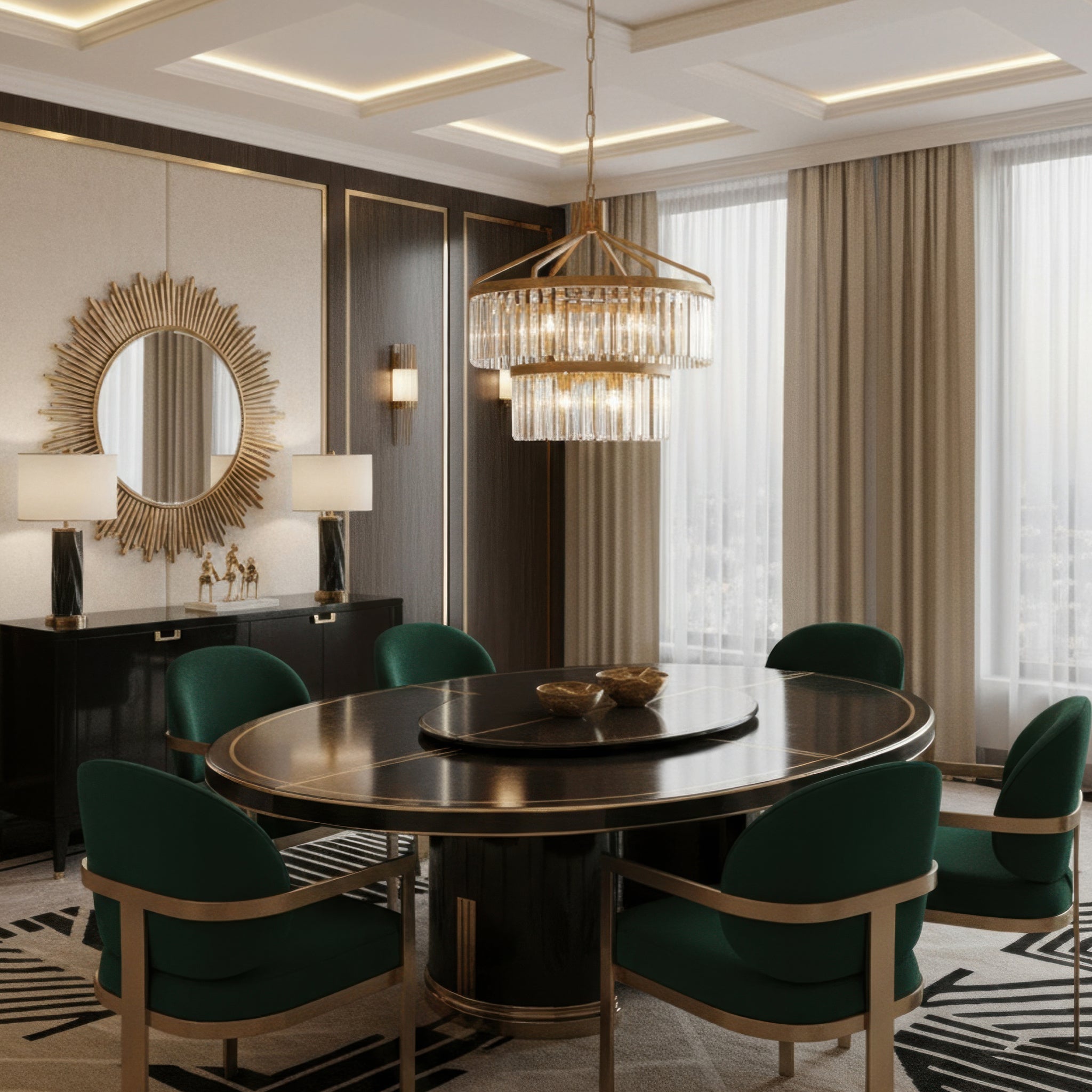 Social Club 9 Light 2-Tier Crystal Pendant - Havana Gold
