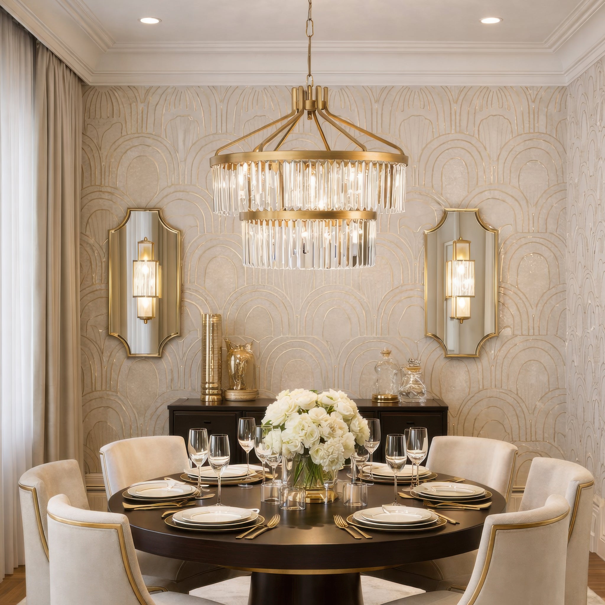 Social Club 9 Light 2-Tier Crystal Pendant - Havana Gold