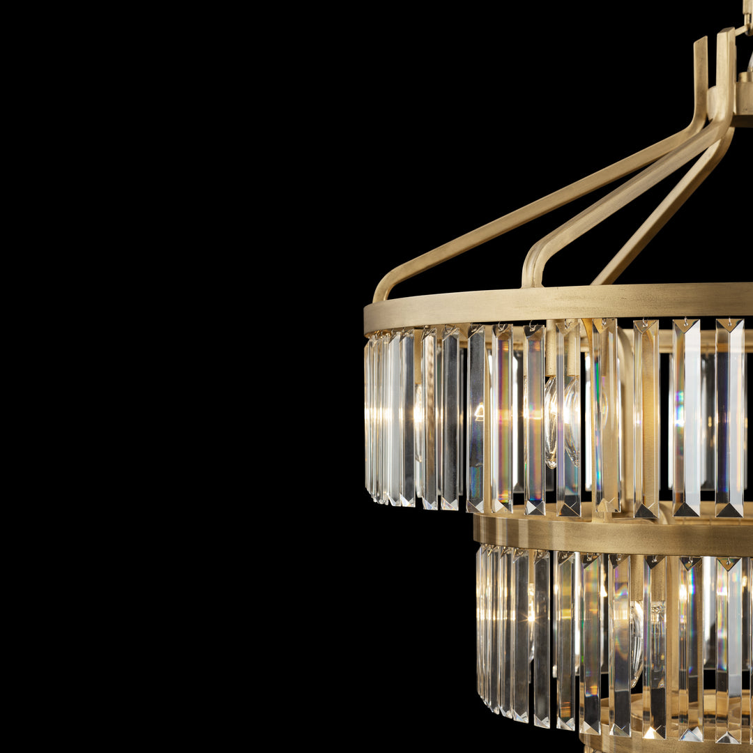 Social Club 297P15HG 15-Lt 3-Tier Crystal Pendant - Havana Gold