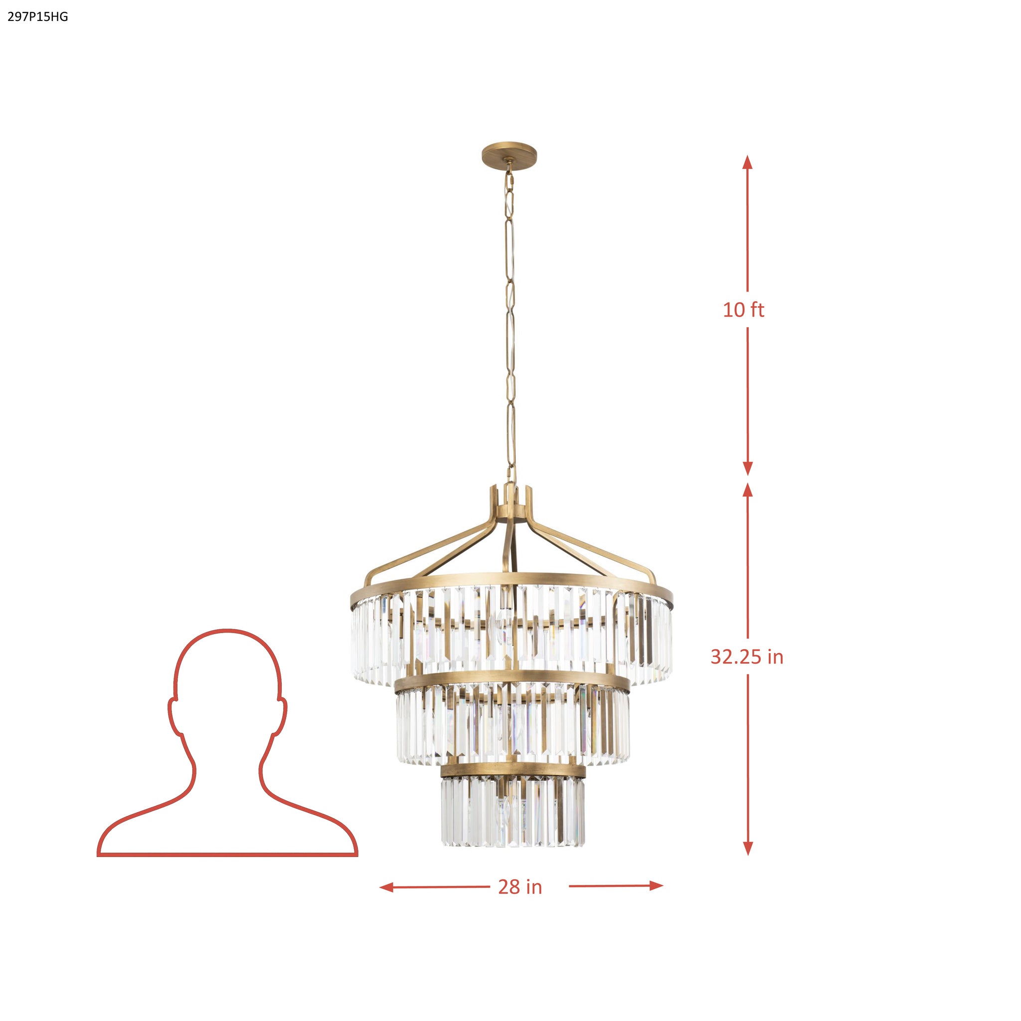 Social Club 15 Light 3-Tier Crystal Pendant - Havana Gold