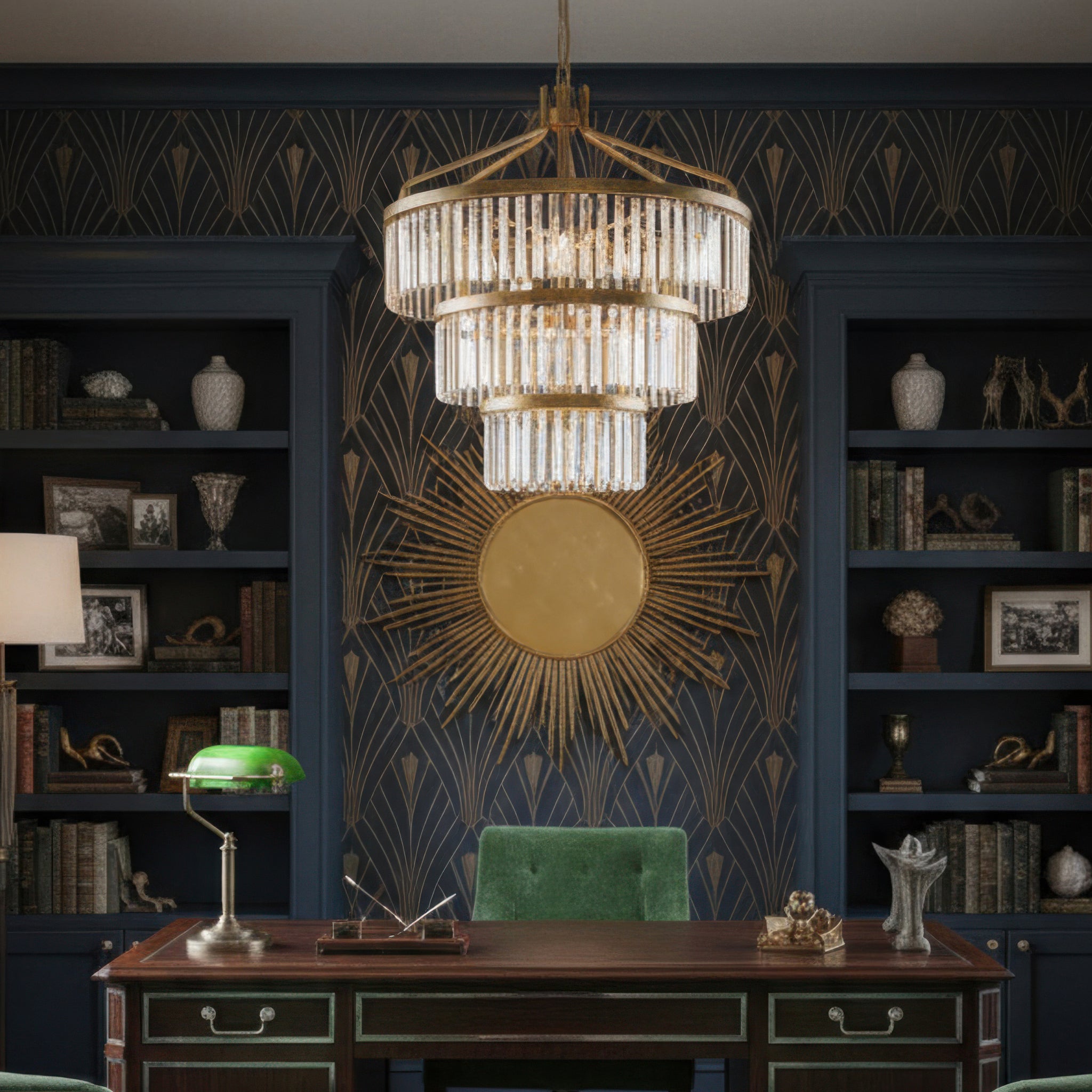 Social Club 15 Light 3-Tier Crystal Pendant - Havana Gold