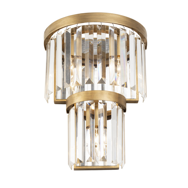 Social Club 297W03HG 3-Lt 2-Tier Crystal Sconce - Havana Gold