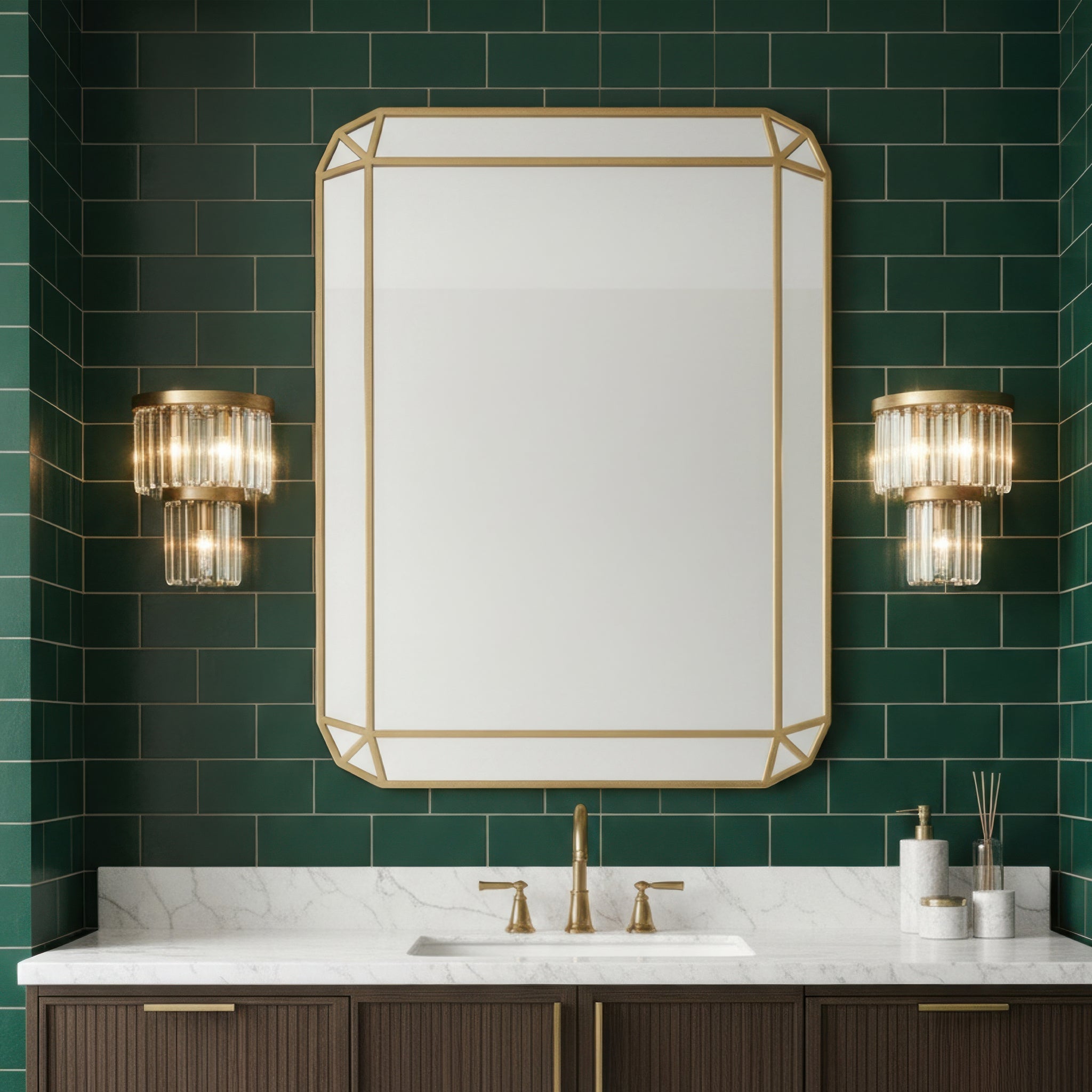 Social Club 3 Light 2-Tier Crystal Sconce - Havana Gold