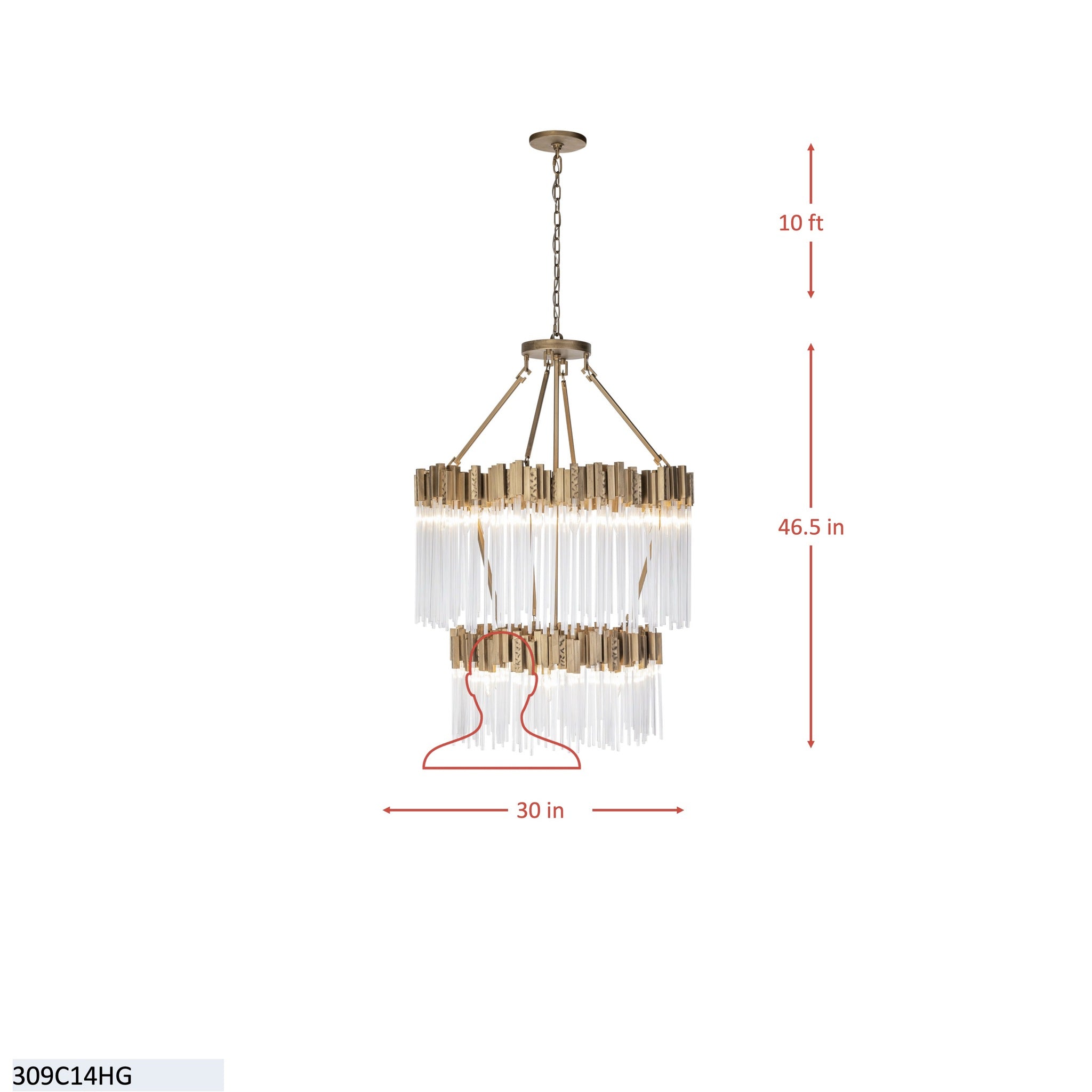 Matrix 14 Light 2-Tier Chandelier - Matte Black/French Gold