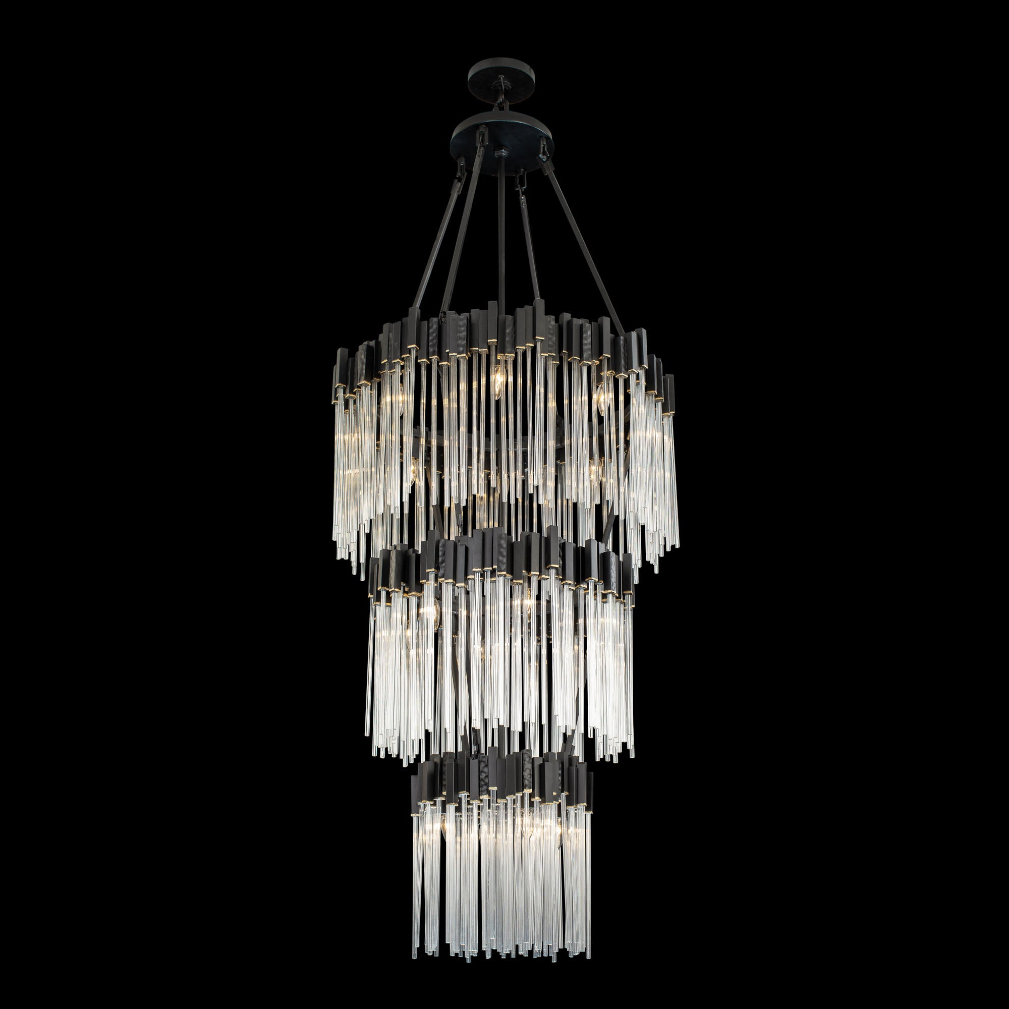 Matrix Chandelier - Matte Black/French Gold