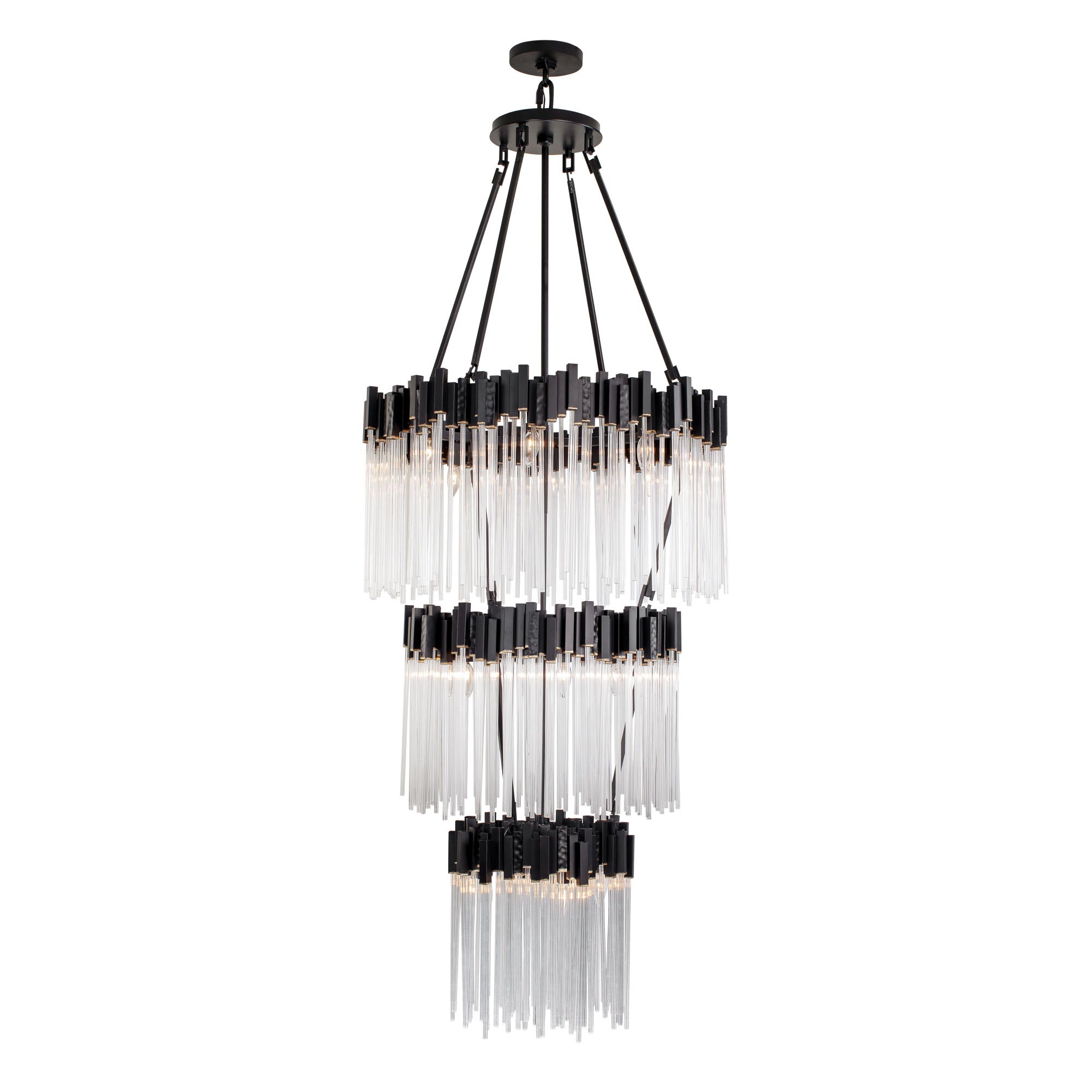 Matrix 18 Light 3-Tier Chandelier - Matte Black/French Gold