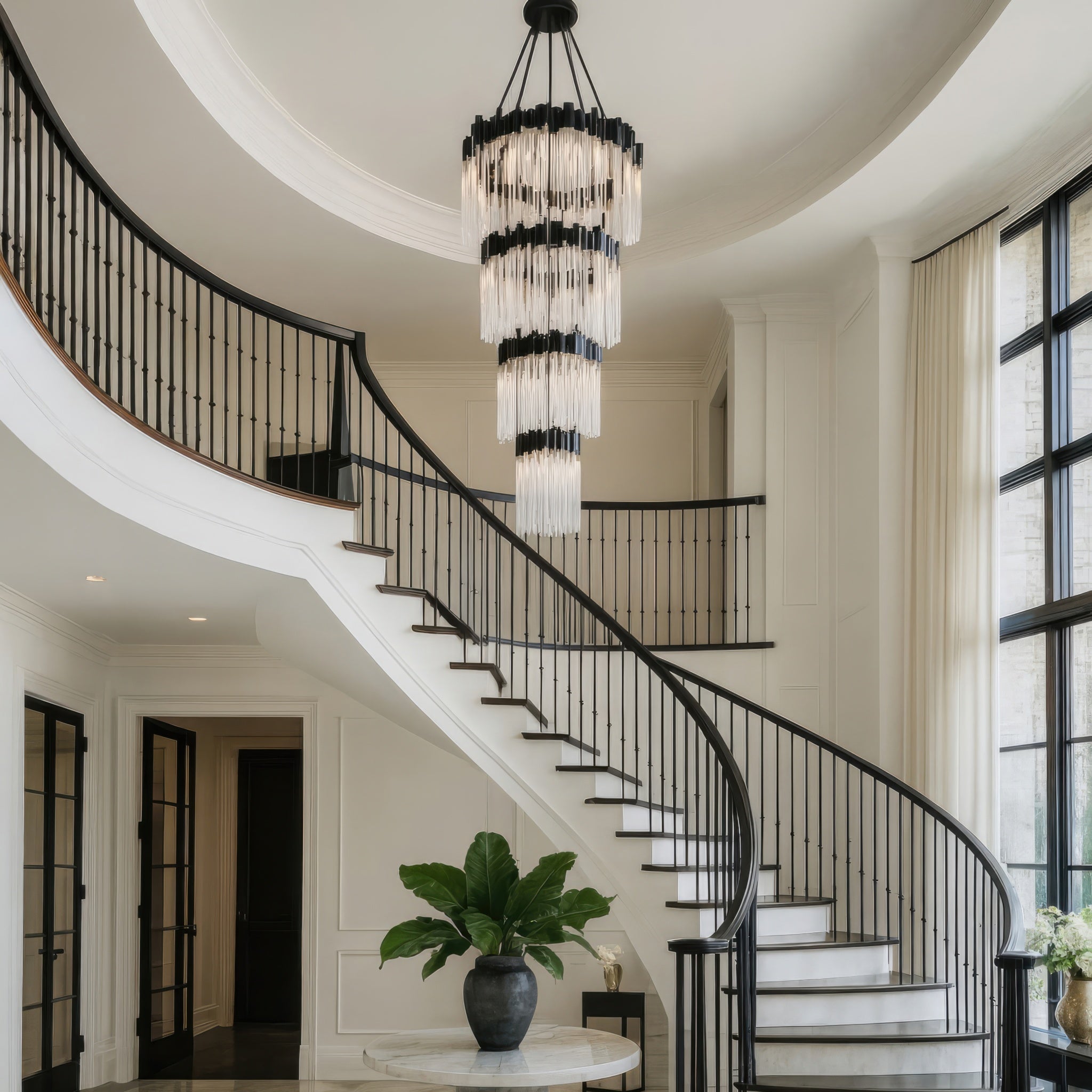 Matrix 30Light 4-Tier Chandelier - Matte Black/French Gold