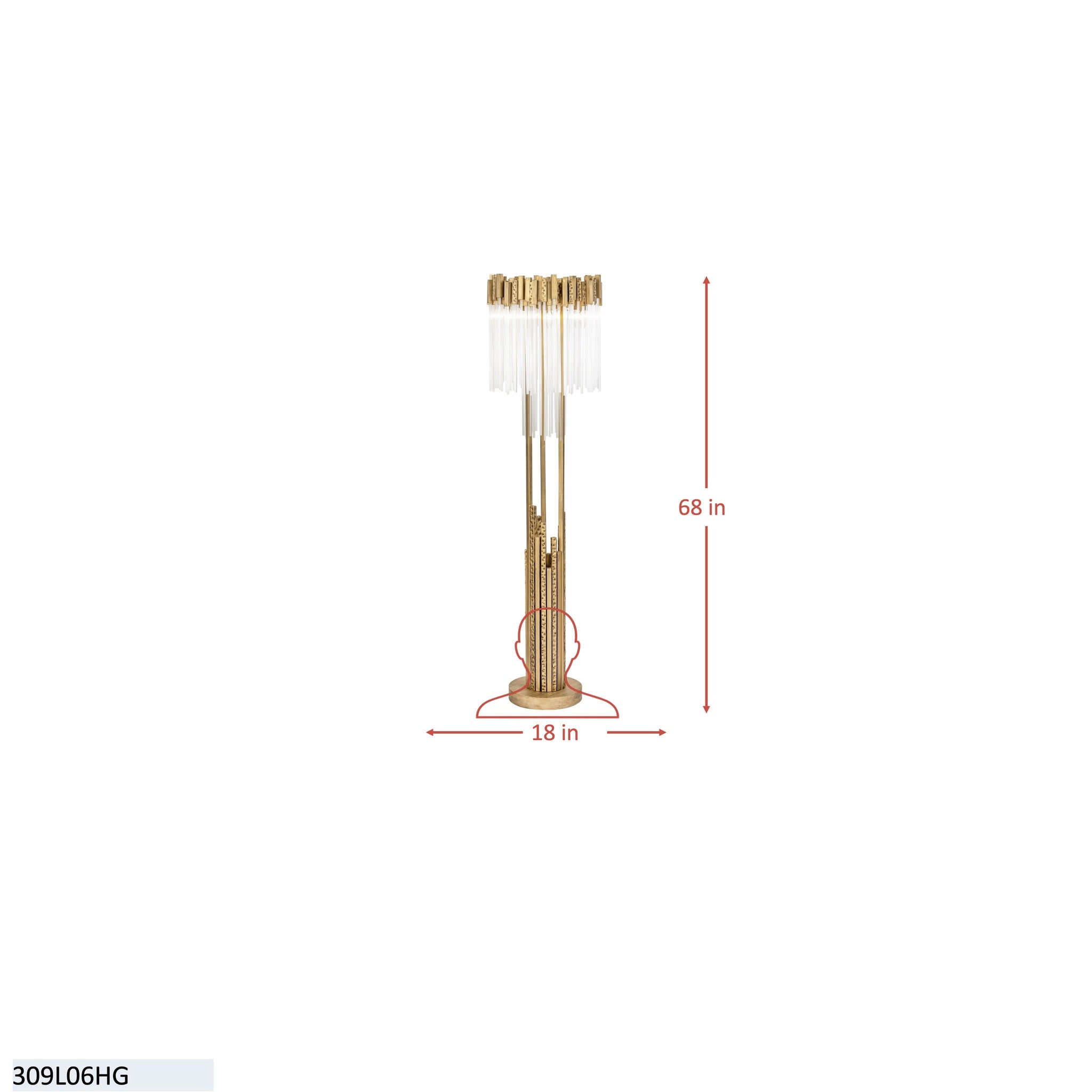 Matrix 6 Light Floor Lamp - Matte Black/French Gold