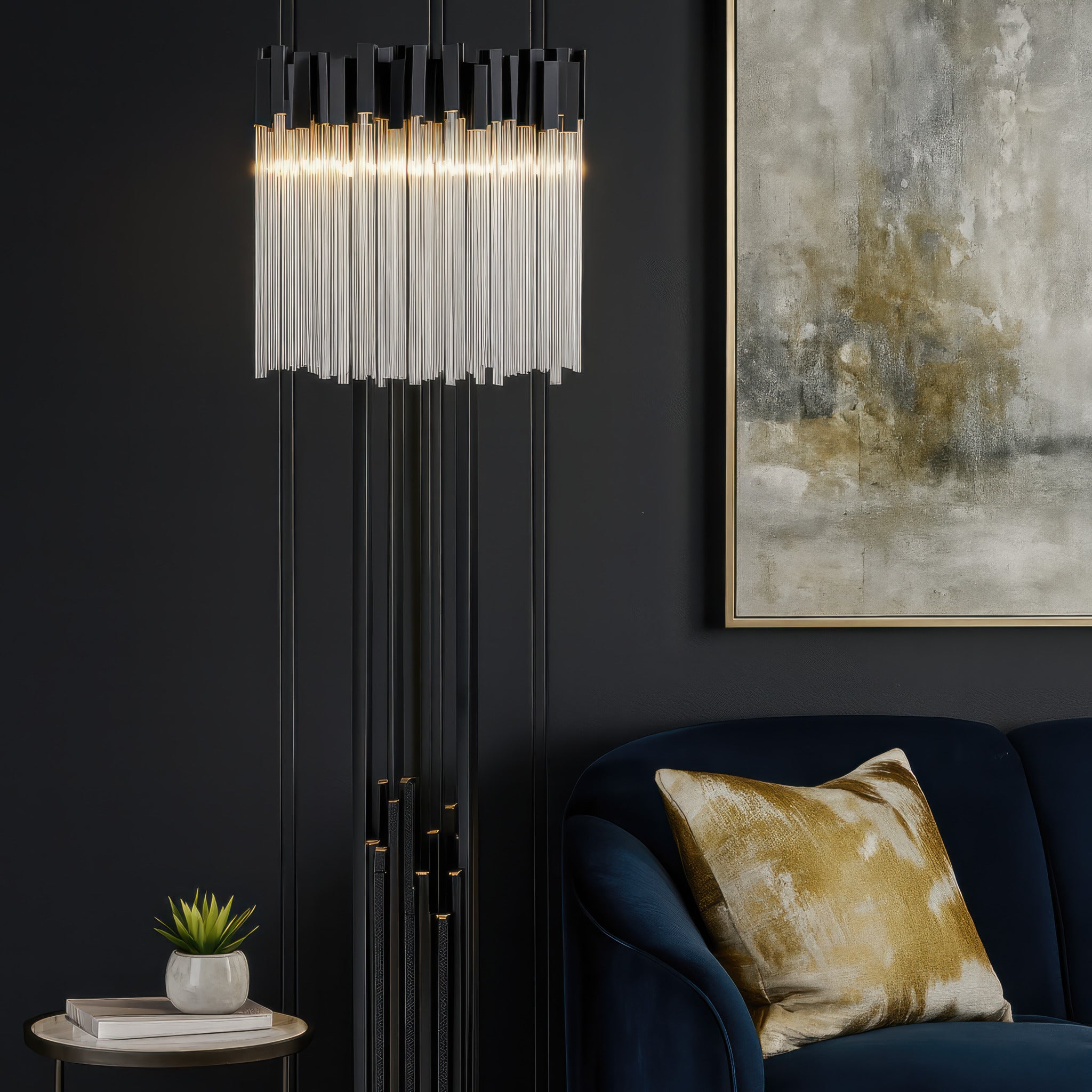 Matrix 6 Light Floor Lamp - Matte Black/French Gold