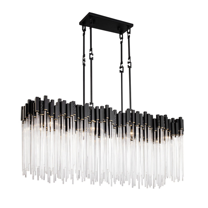 Matrix 309N08MBFG 8-Light Linear Pendant Light - Matte Black/French Gold